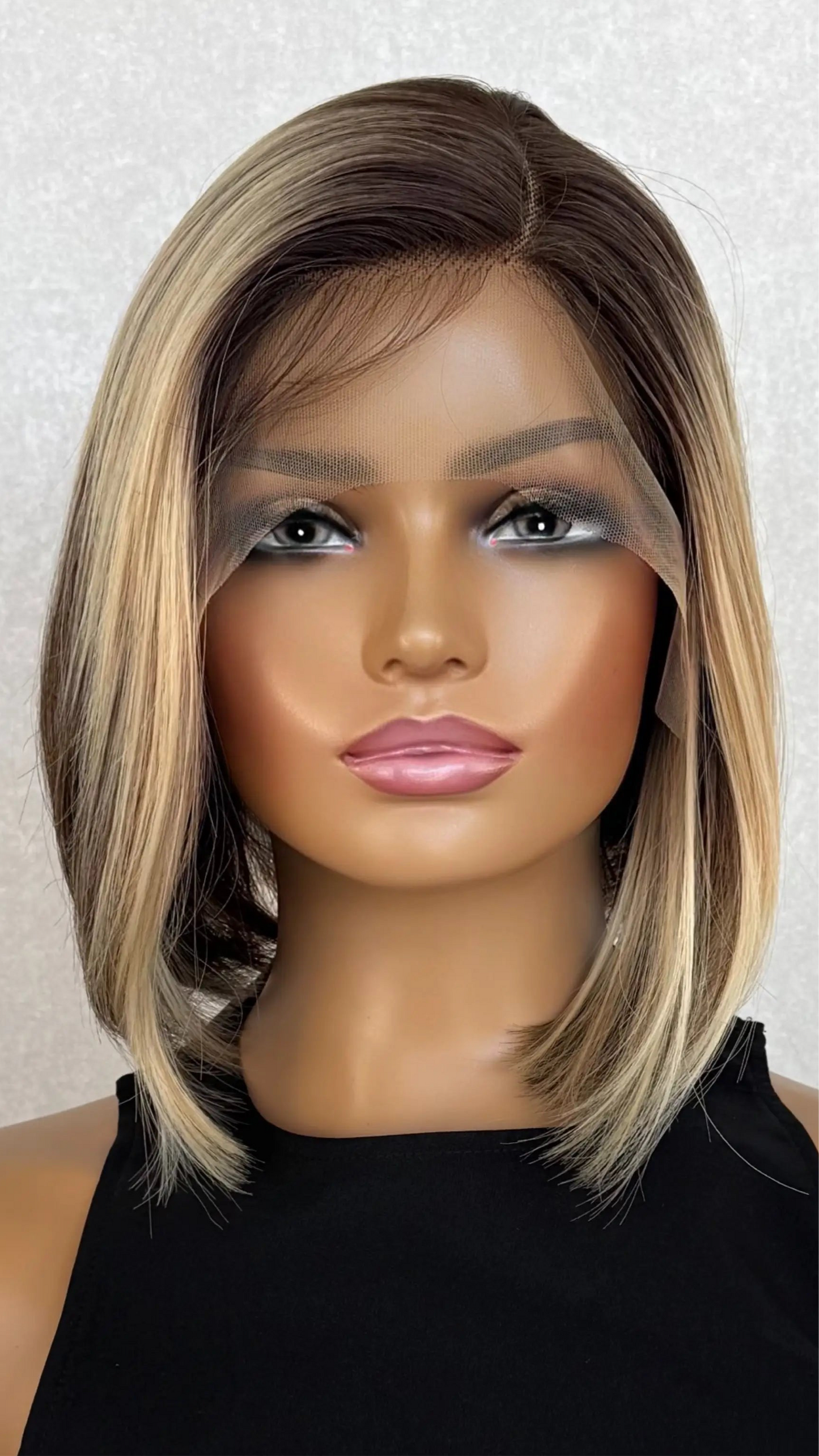Highlighted Brunette Lacefront Synthetic Wig - Georgina