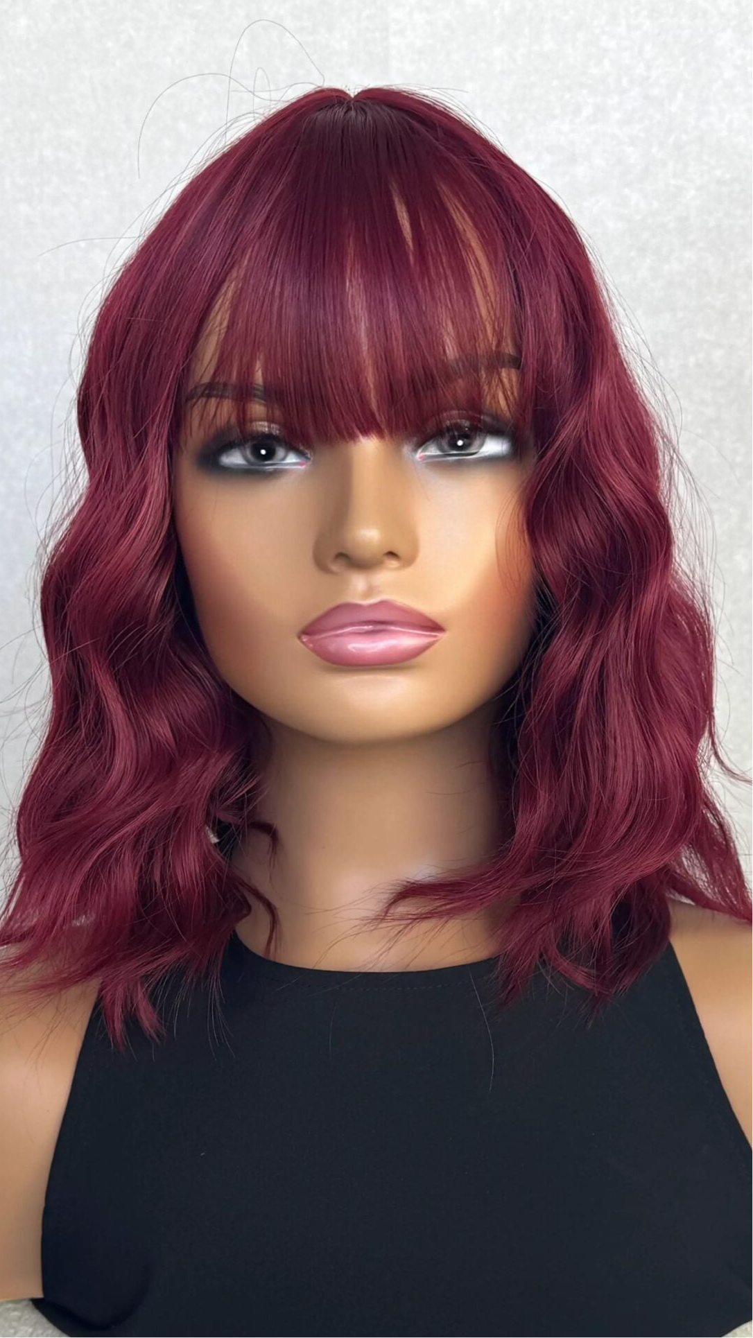 Deep Red Wavy Fringe Synthetic – Valentine