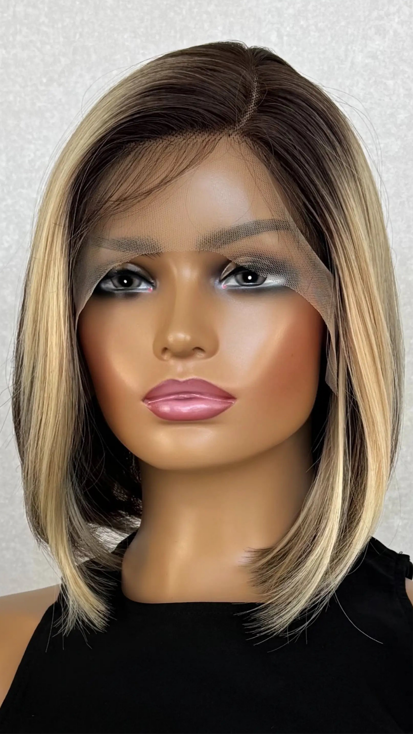 Highlighted Brunette Lacefront Synthetic Wig - Georgina