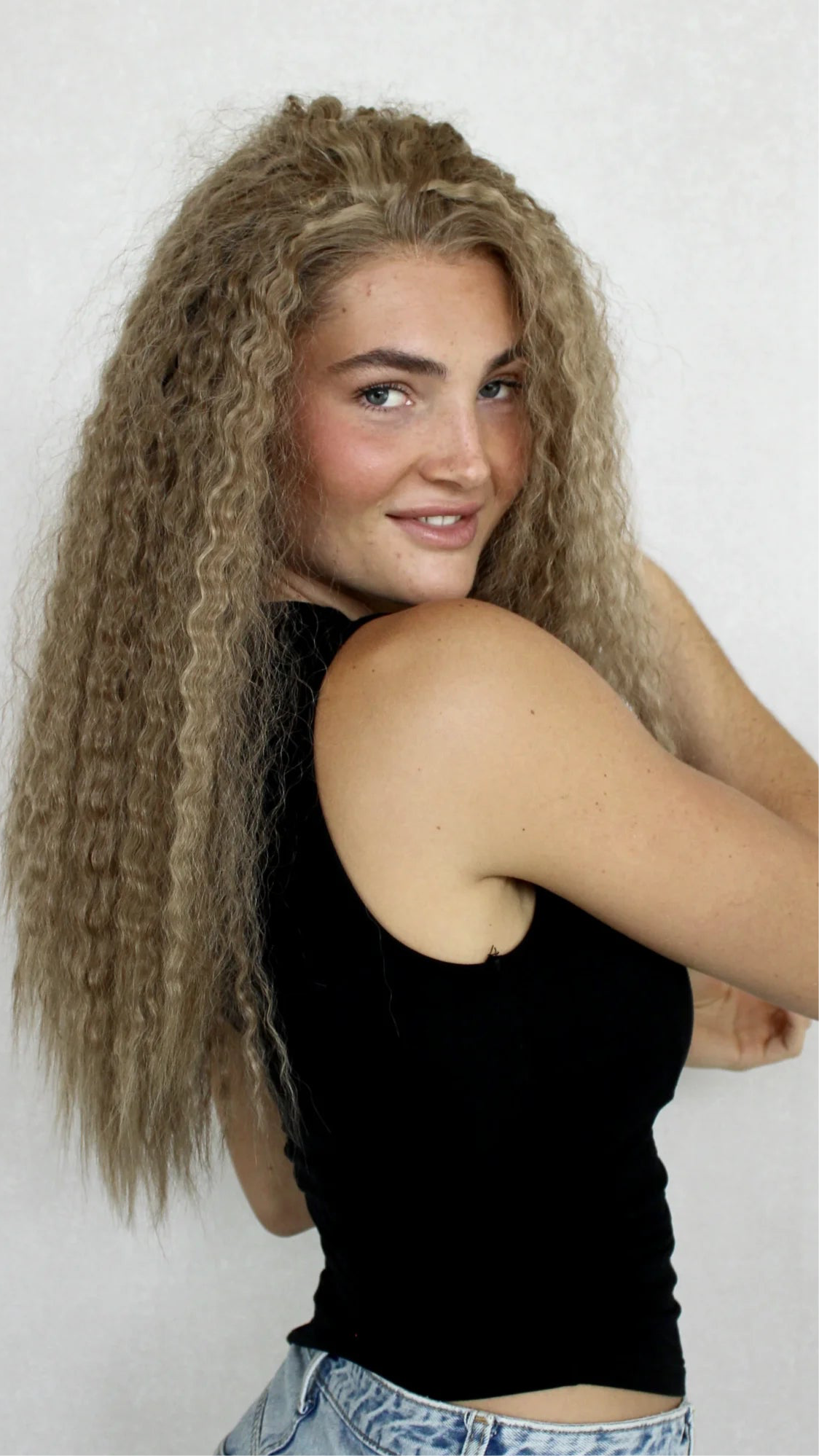 Lace Front Crimped Ash Blonde Synthetic Wig – Megan