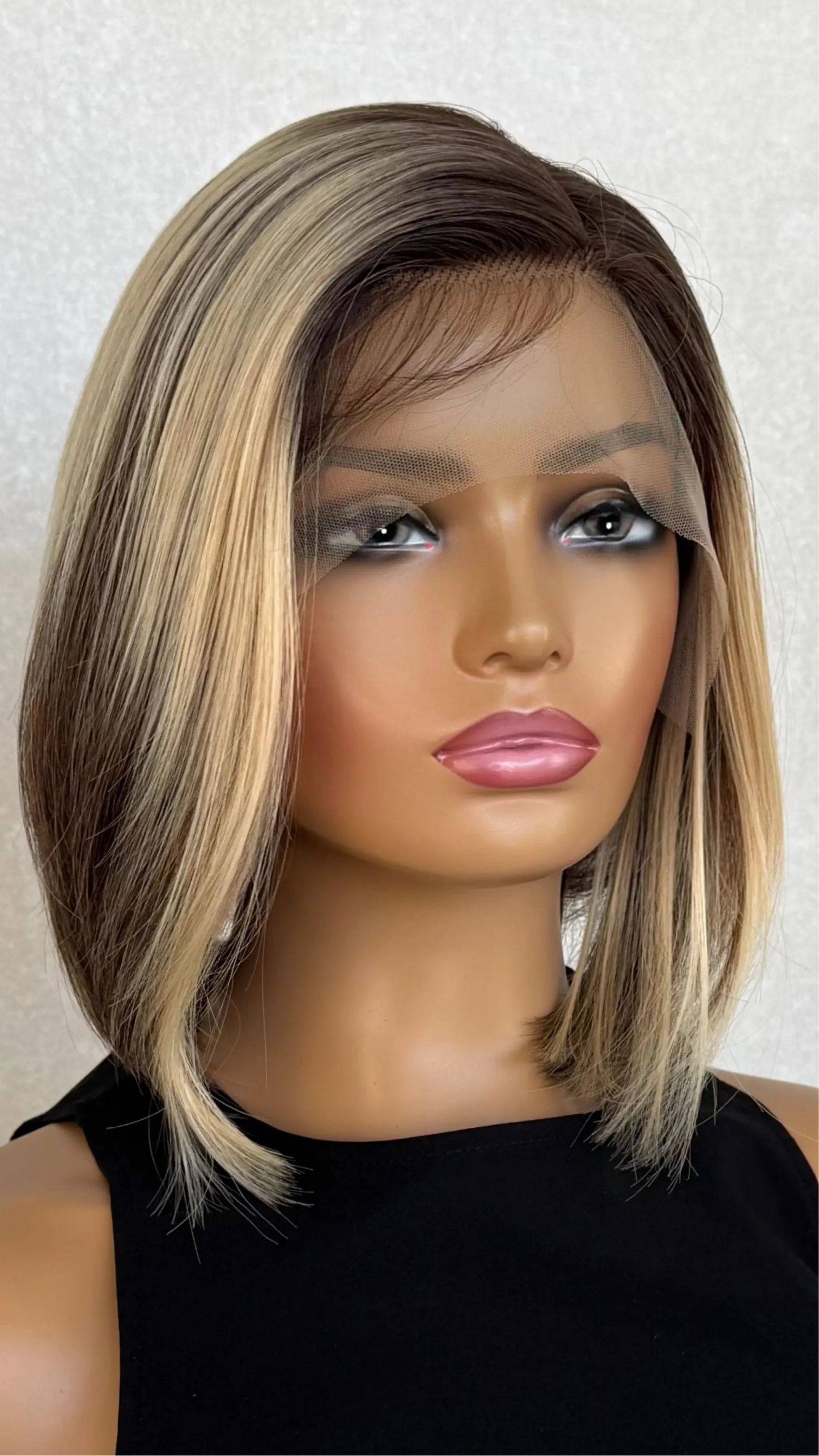 Highlighted Brunette Lacefront Synthetic Wig - Georgina