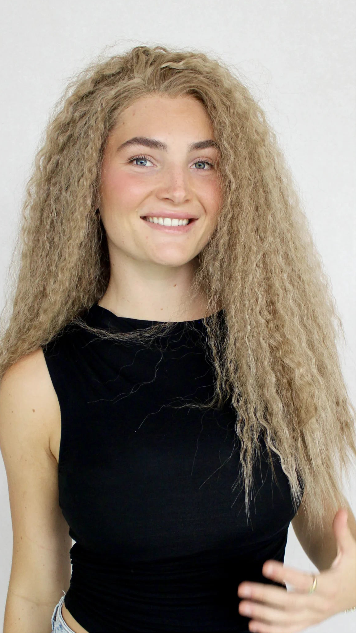 Lace Front Crimped Ash Blonde Synthetic Wig – Megan