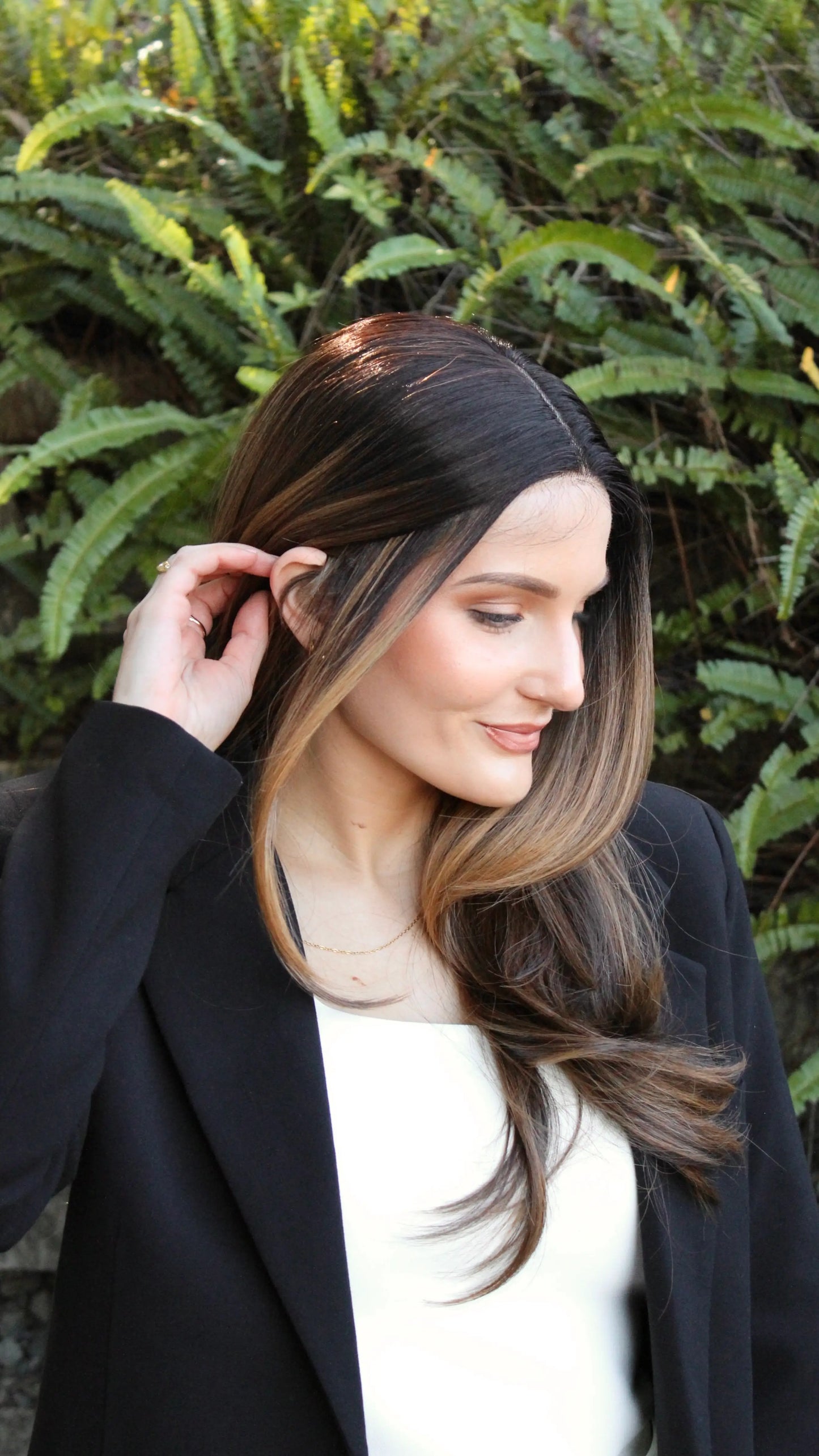 Lace Front Copper Brunette Ombre Layered Synthetic Wig - Caramello