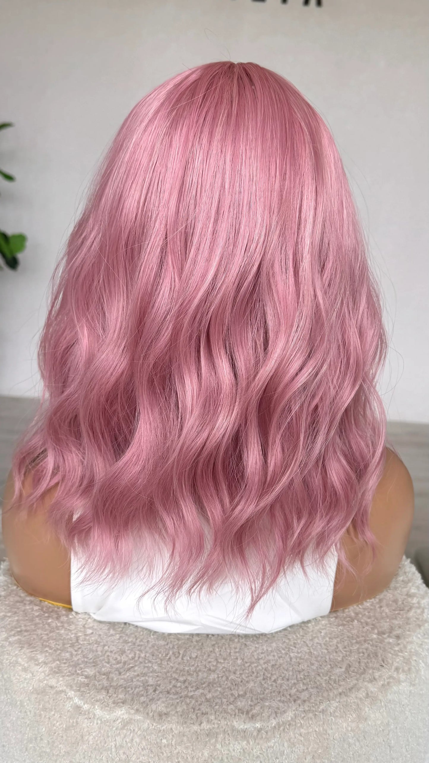Pearl Pink Wavy Fringe Synthetic - Cotton Candy