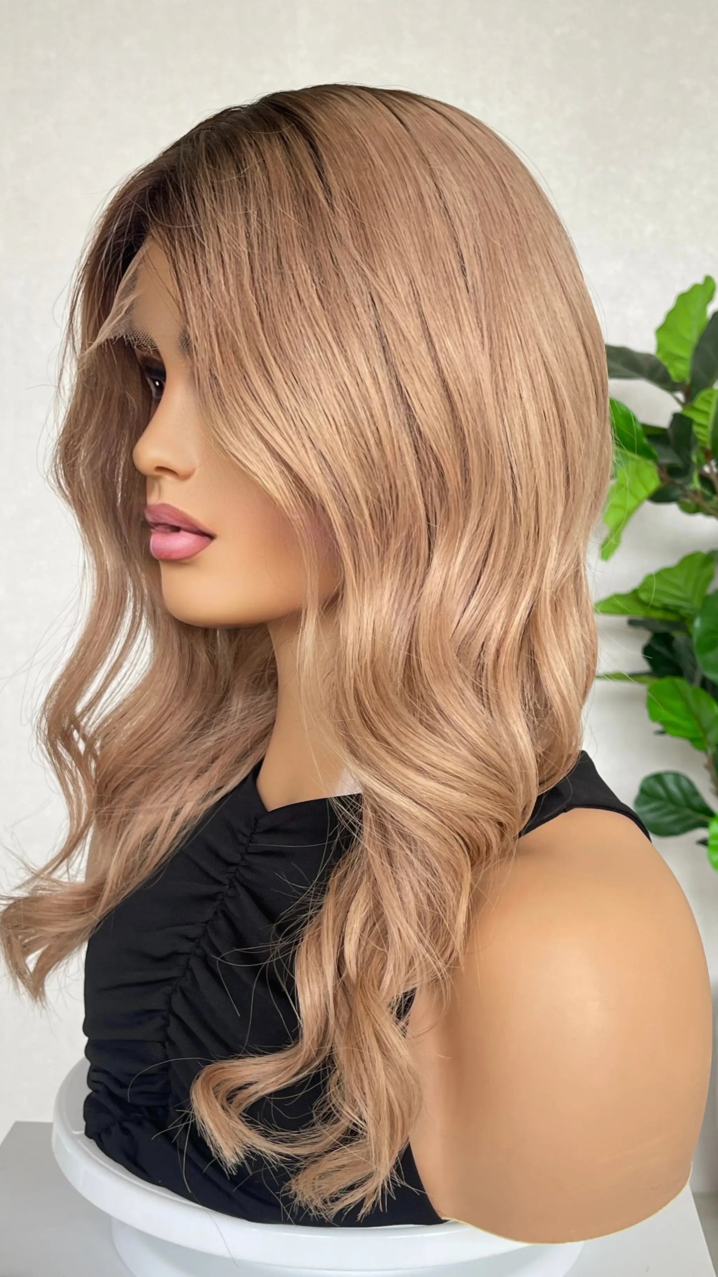 Peachy Blonde - 20" Human Hair Lace Front Wig- Colour: Evie