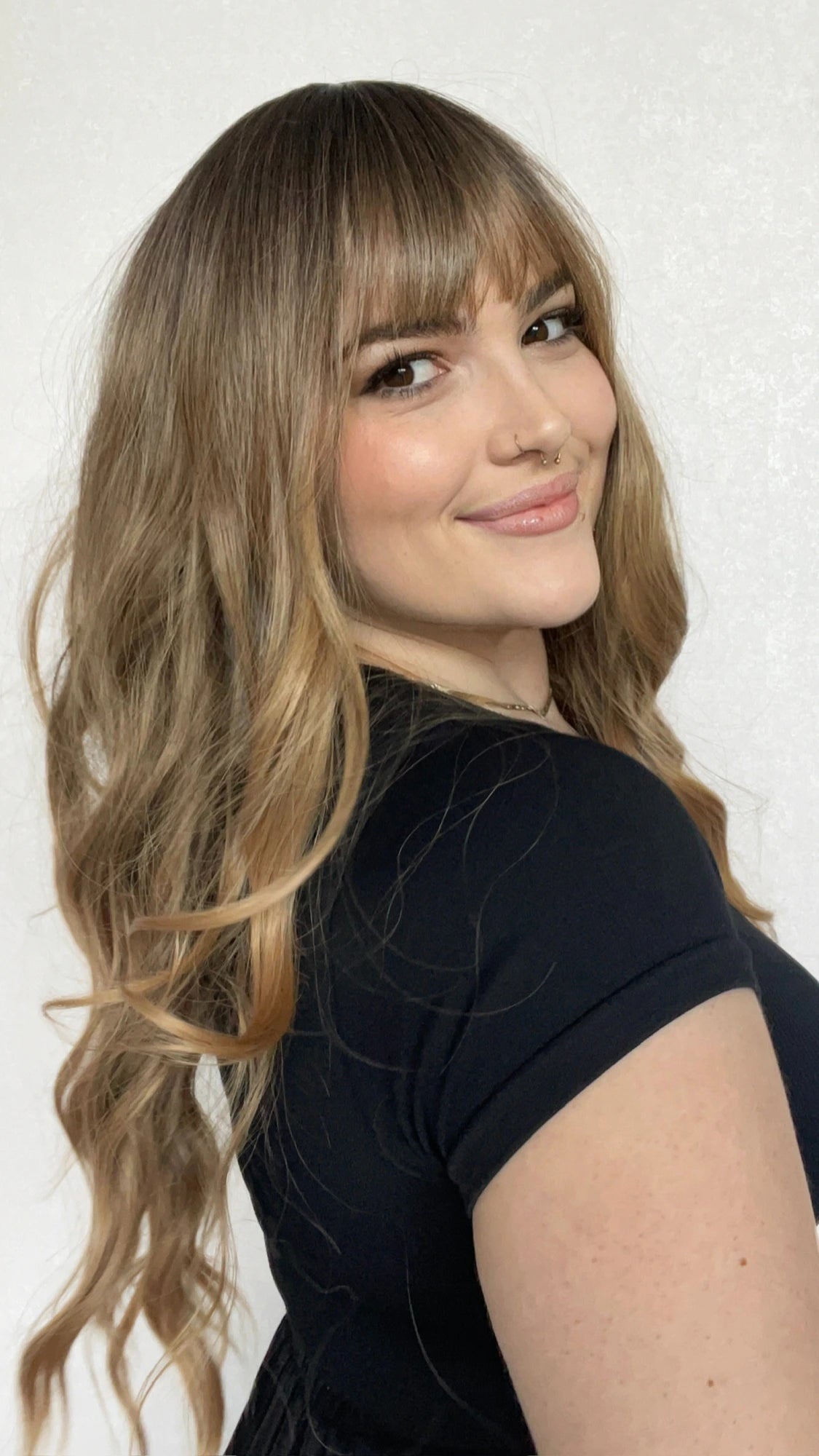 Soft Brown Ombre with Fringe Synthetic Wig - Layla