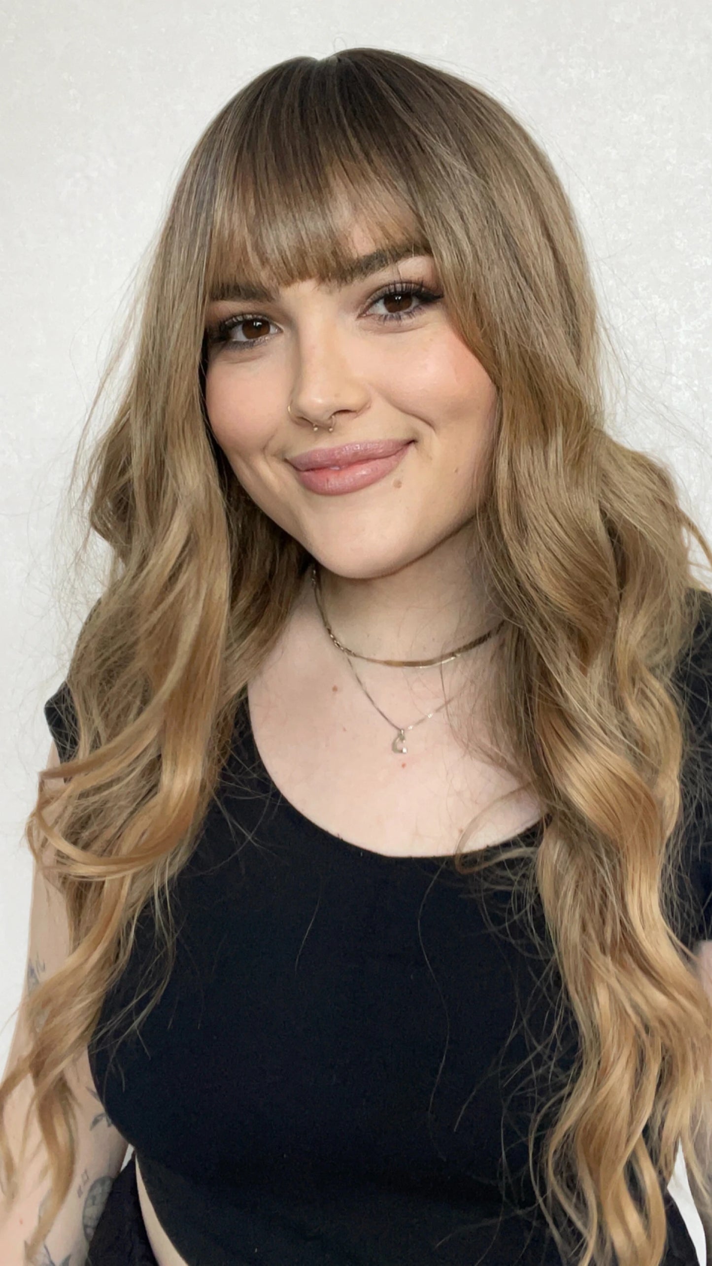 Soft Brown Ombre with Fringe Synthetic Wig - Layla