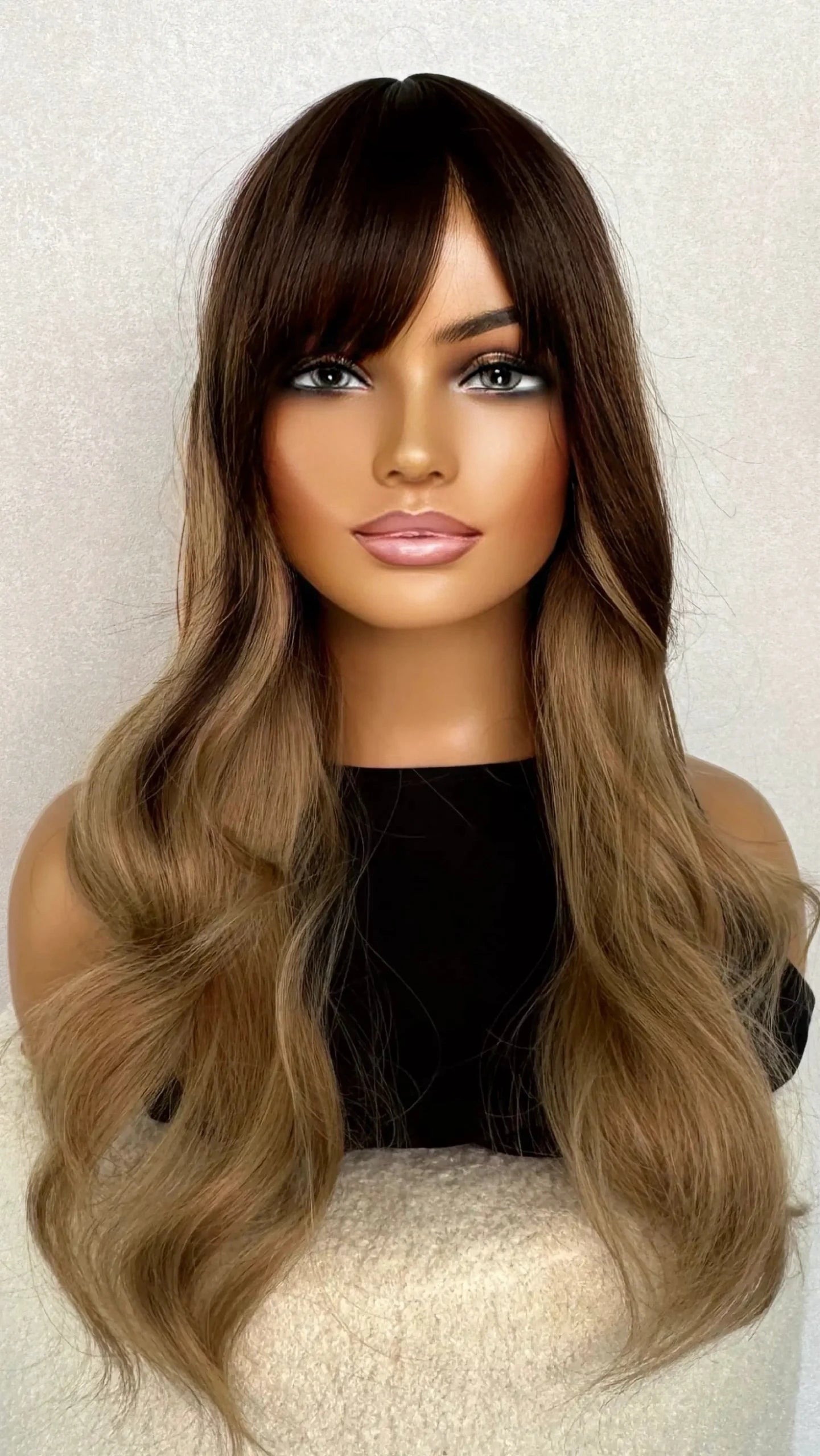 Balayage Brunette Fringe Synthetic Wig – Ambrosia