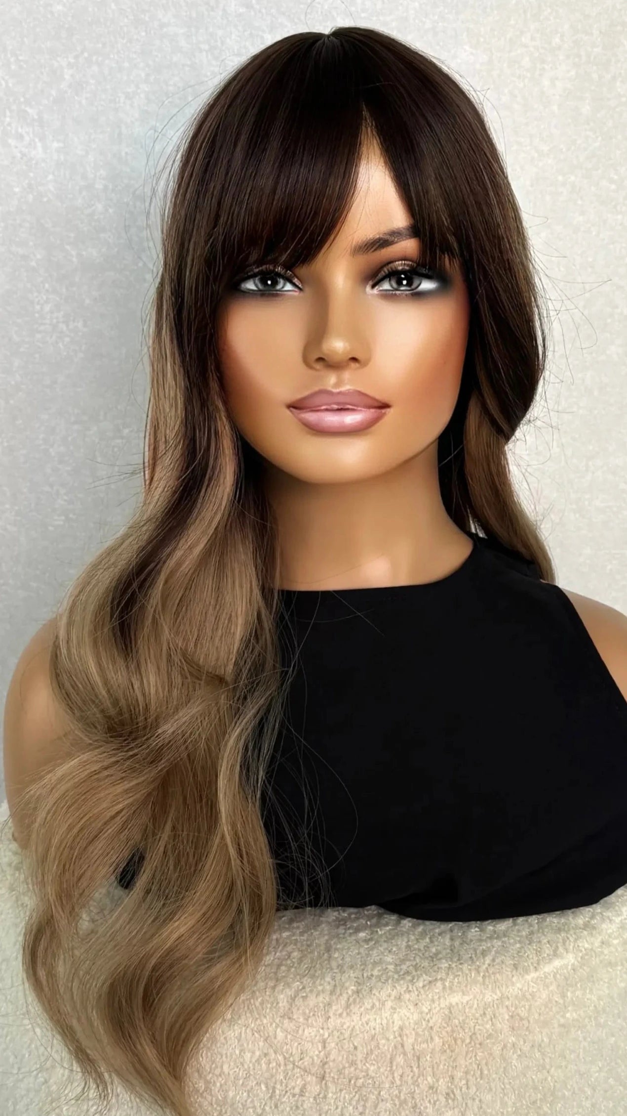 Balayage Brunette Fringe Synthetic Wig – Ambrosia