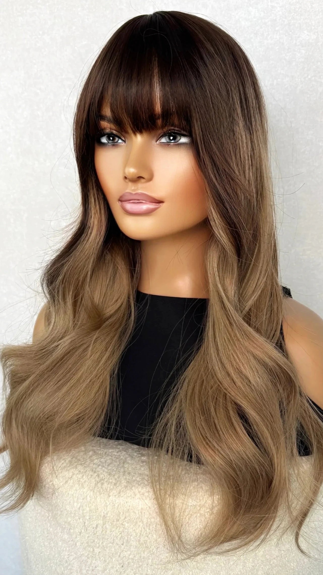 Balayage Brunette Fringe Synthetic Wig – Ambrosia