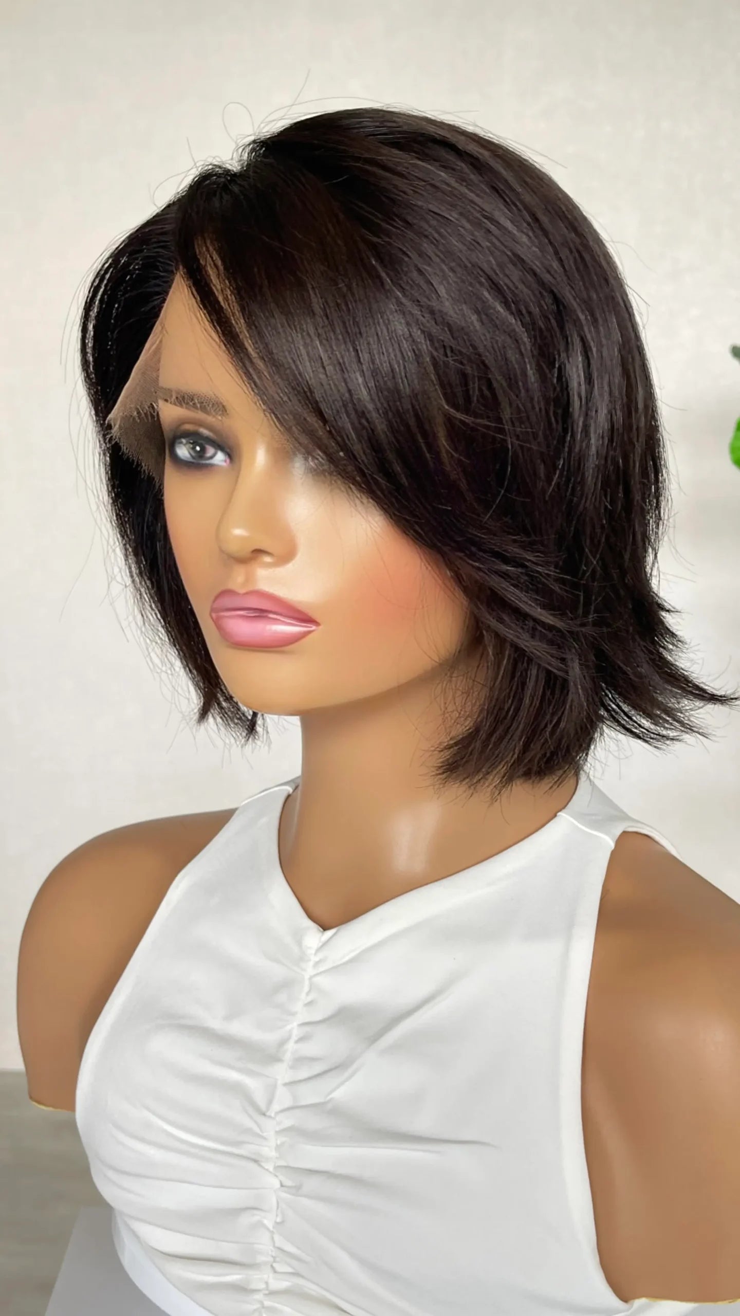 Medical Human Hair Lace Front Wig. Natural Black Premium Virgin Hair –12 inch- Colour: Koko