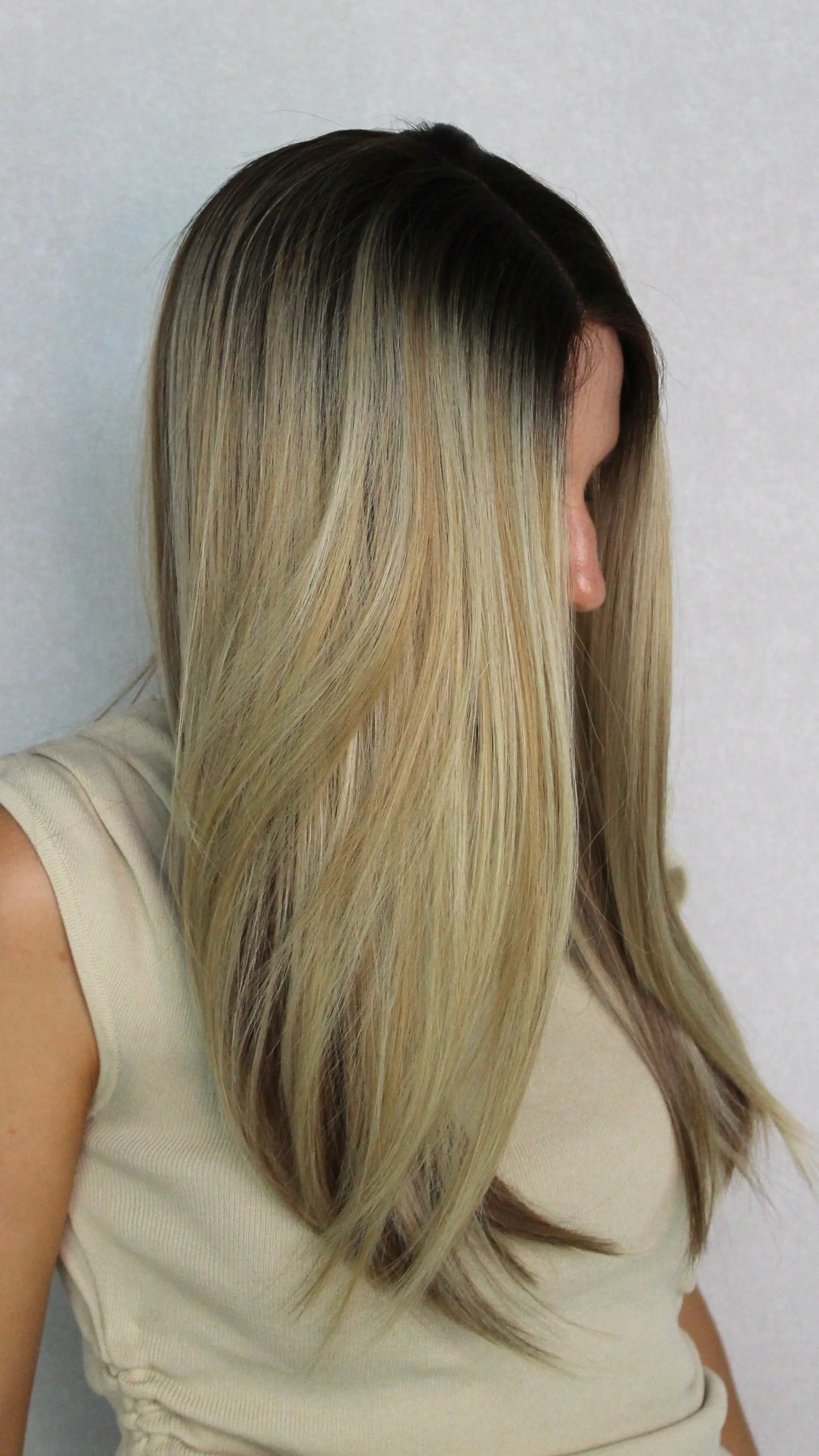 Lace Front Caramel Brunette with Highlights Synthetic – Malibu