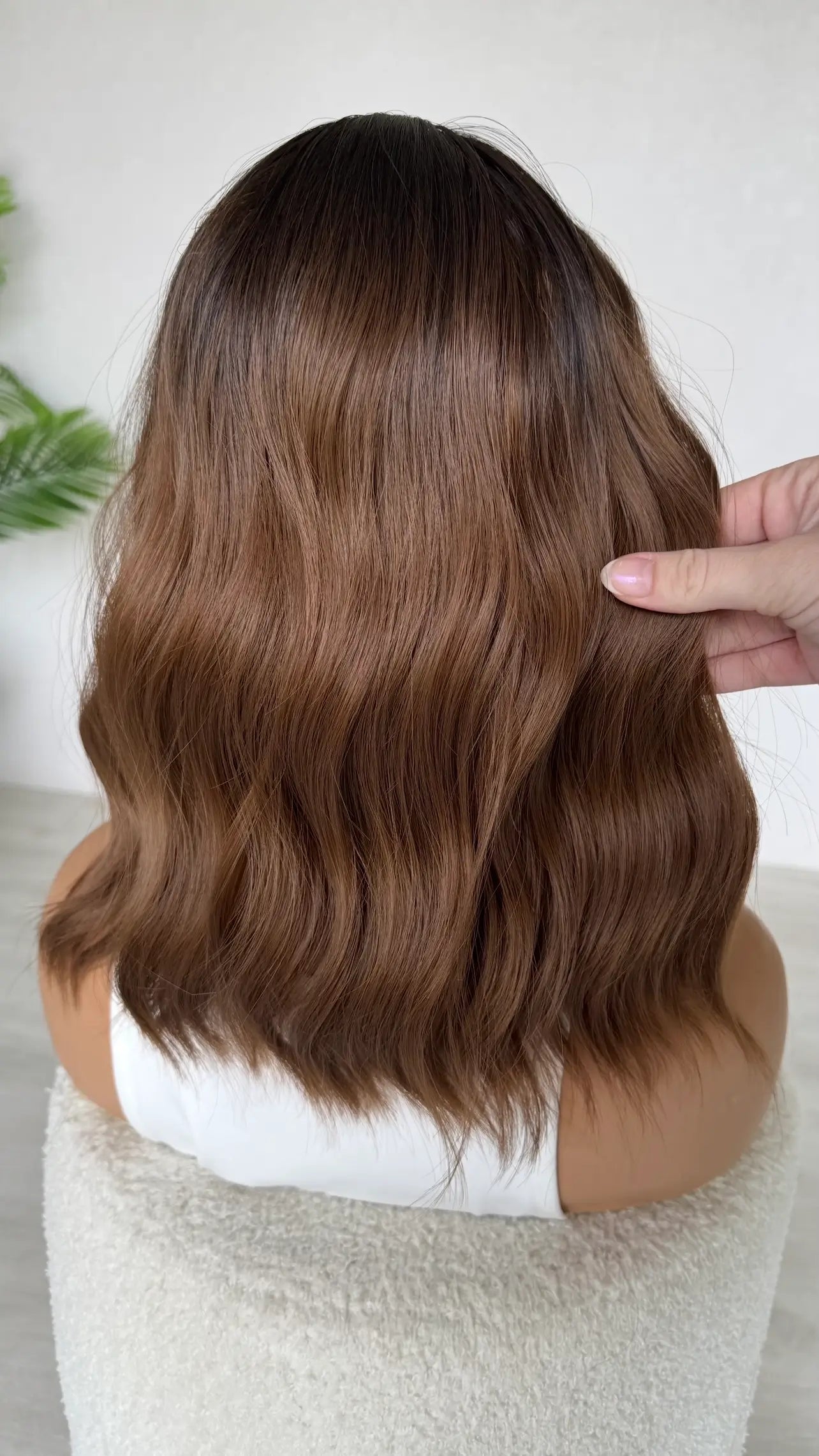 Deep Brunette Ombre Wavy Fringe Synthetic – Milky Way