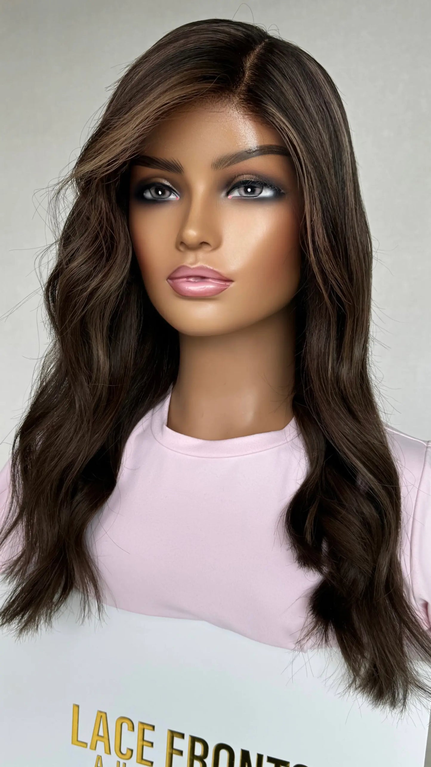 Medical Human Hair Lace Front Wig. Brunette – 22 inch- Colour Name: Donna
