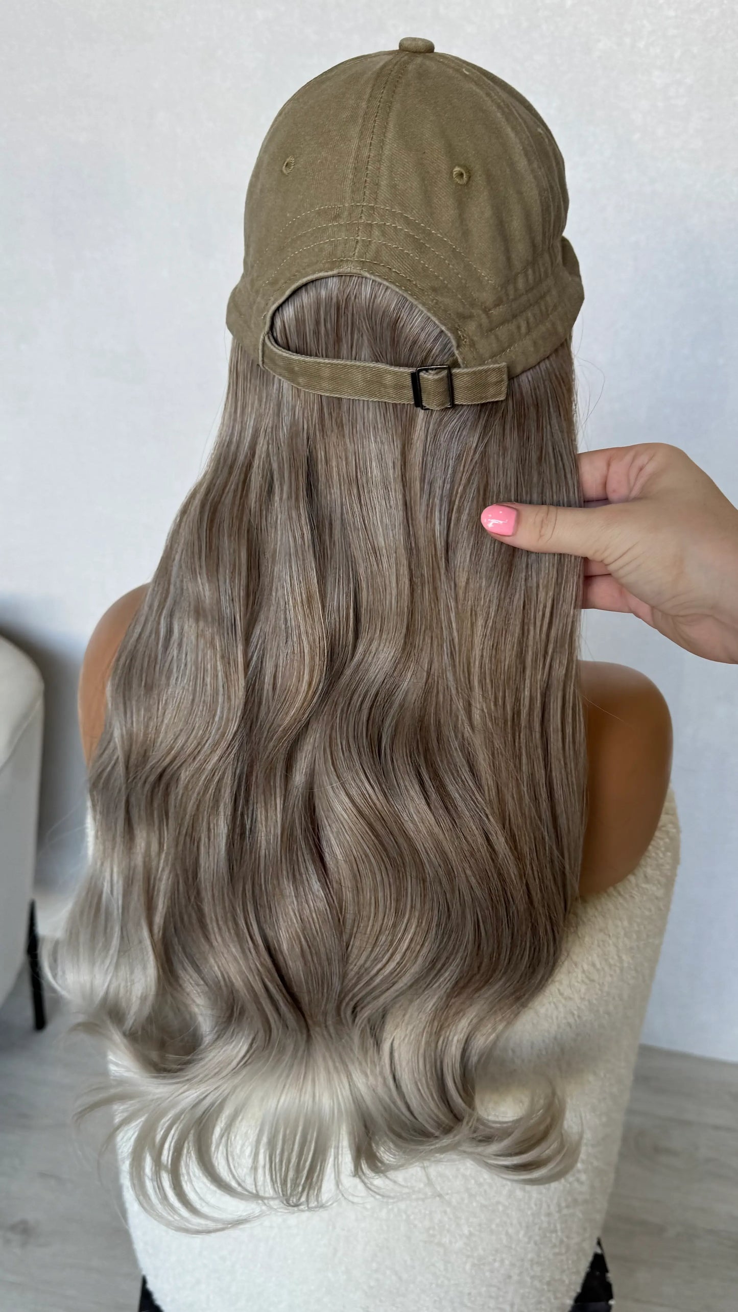 Silver Ash Blonde - Khaki Hat Synthetic Wig – Treasure
