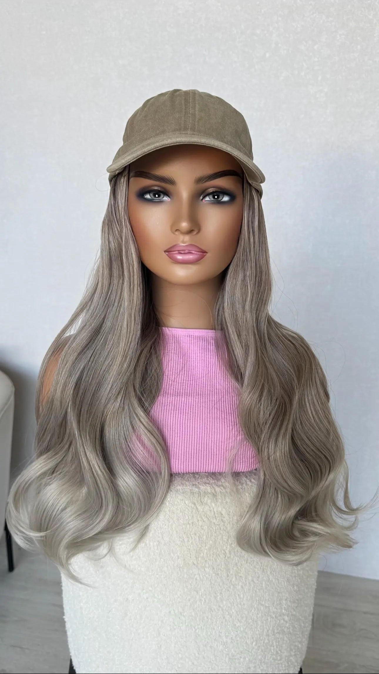 heat safe hat synthetic wig australia, ash silver blonde hat wig