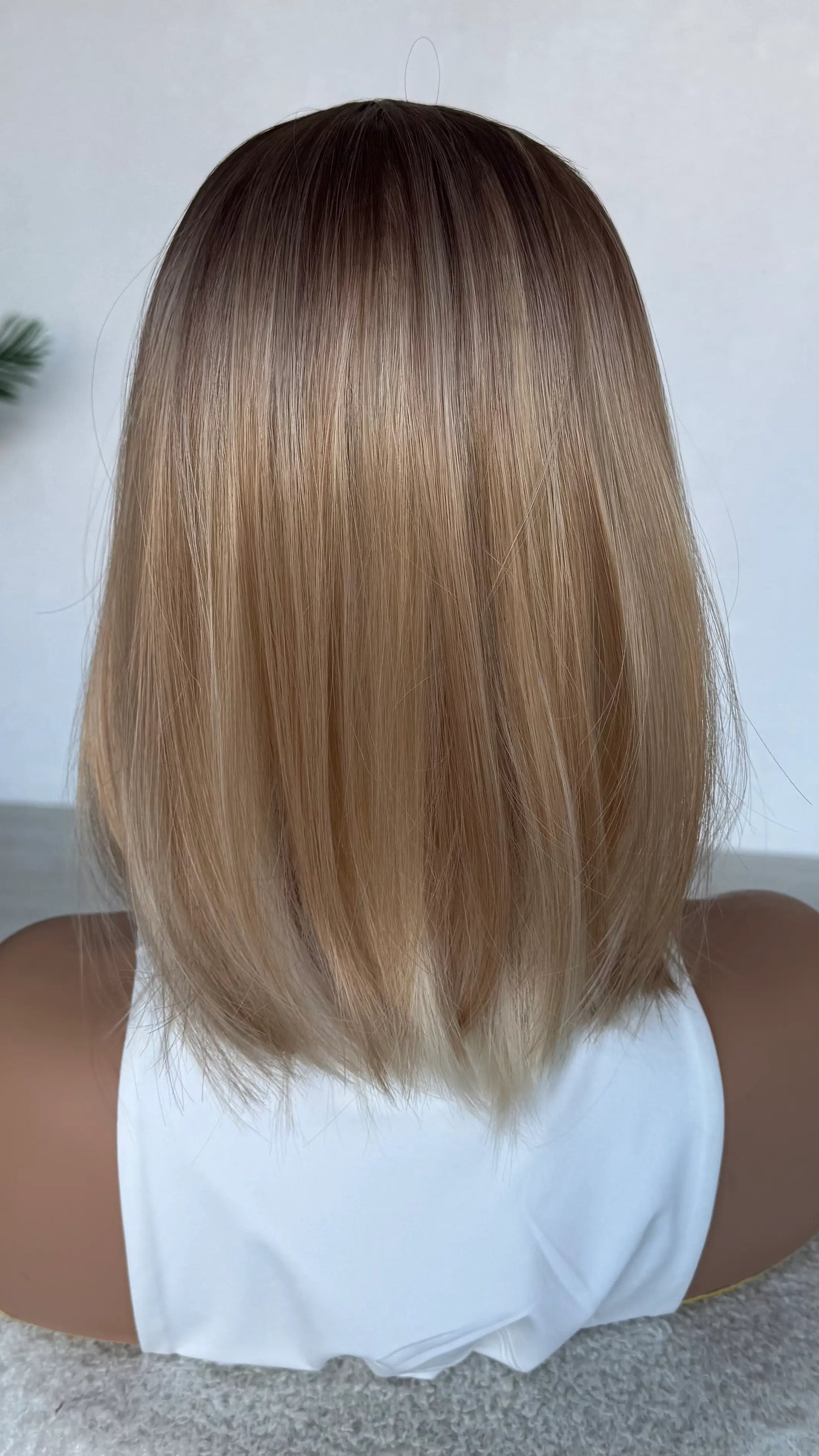 back view 14 inch bob, synthetic heat safe hair.
