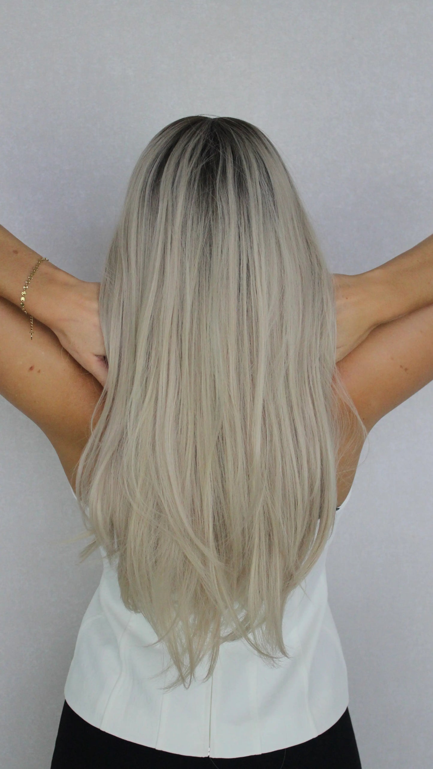 back view, ombre blonde synthetic australia. heat safe hair.