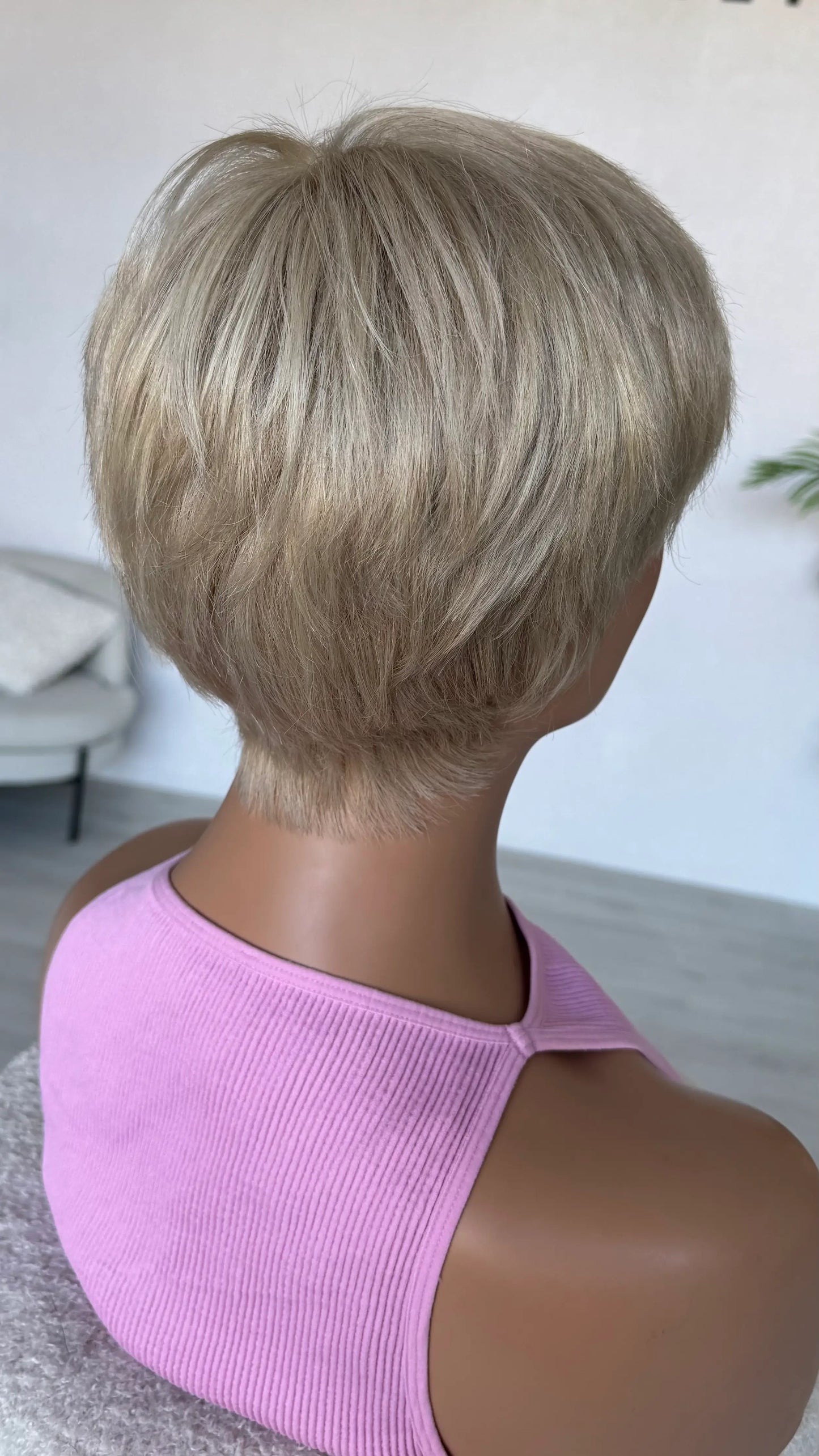 sale pixie wig white ash blonde hair.