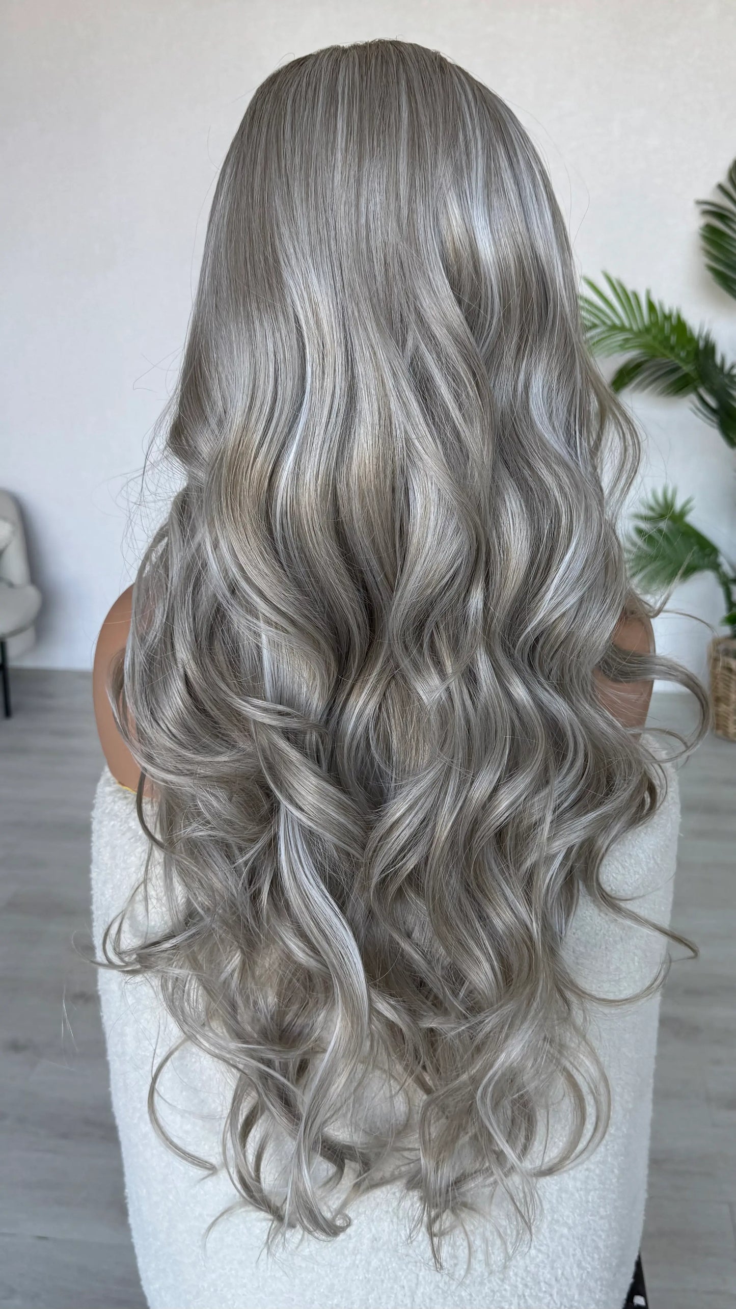 long lacefront wavy from back view showing colour and length.