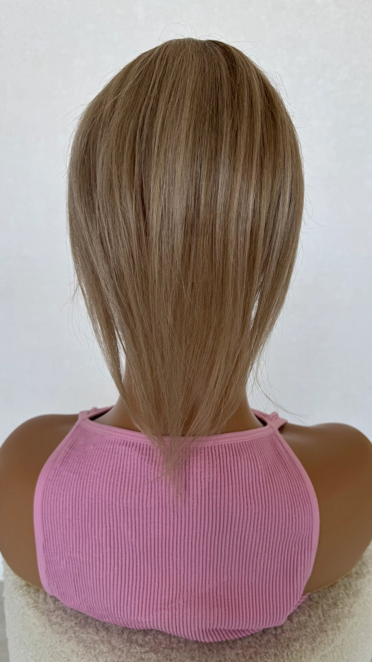 feathered ends to blend with bio hair, 12 inch length, small topper base australia.