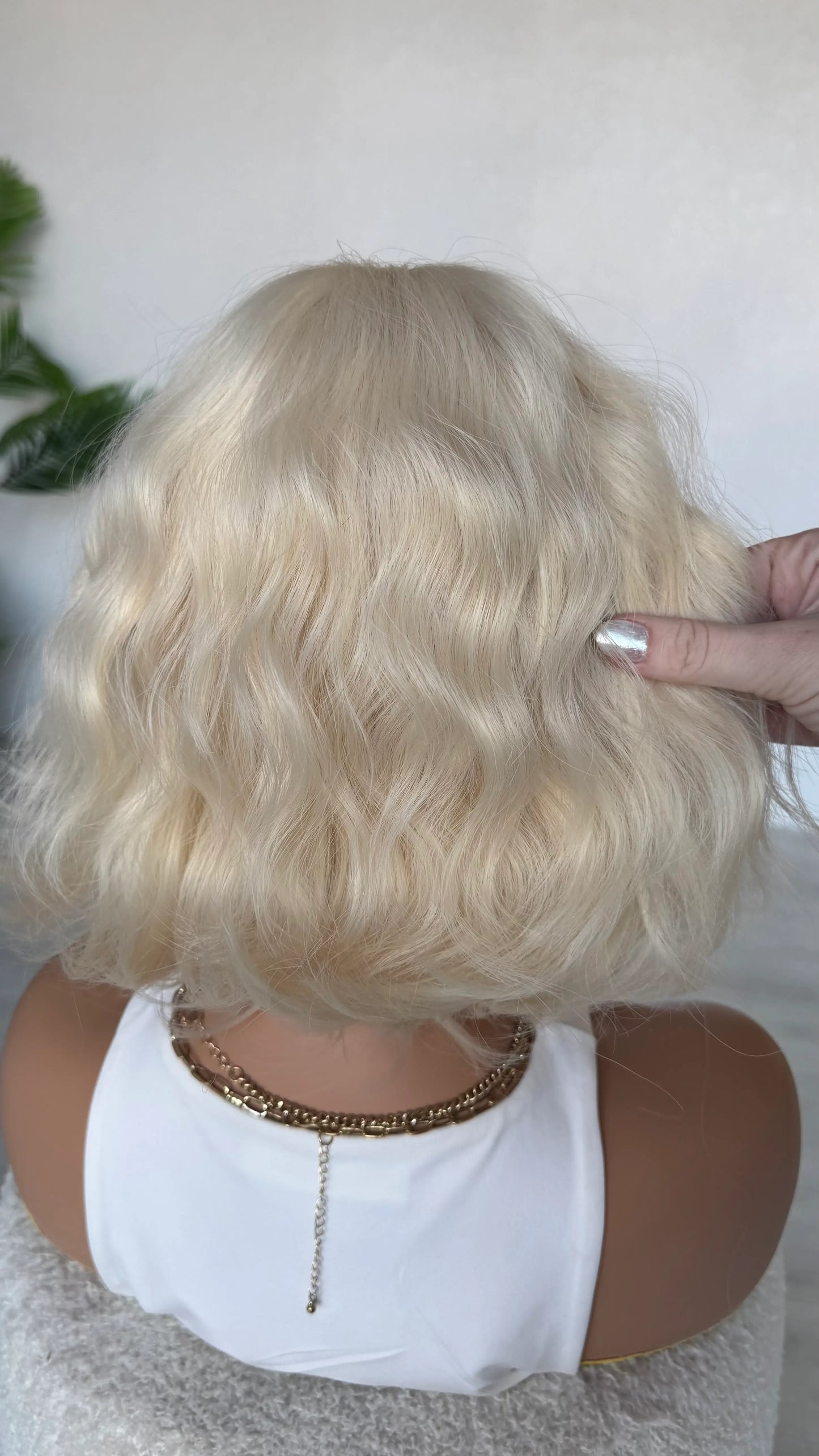 wavy 10-12 inch hair, platinum blonde colour. heat safe synthetic australia.