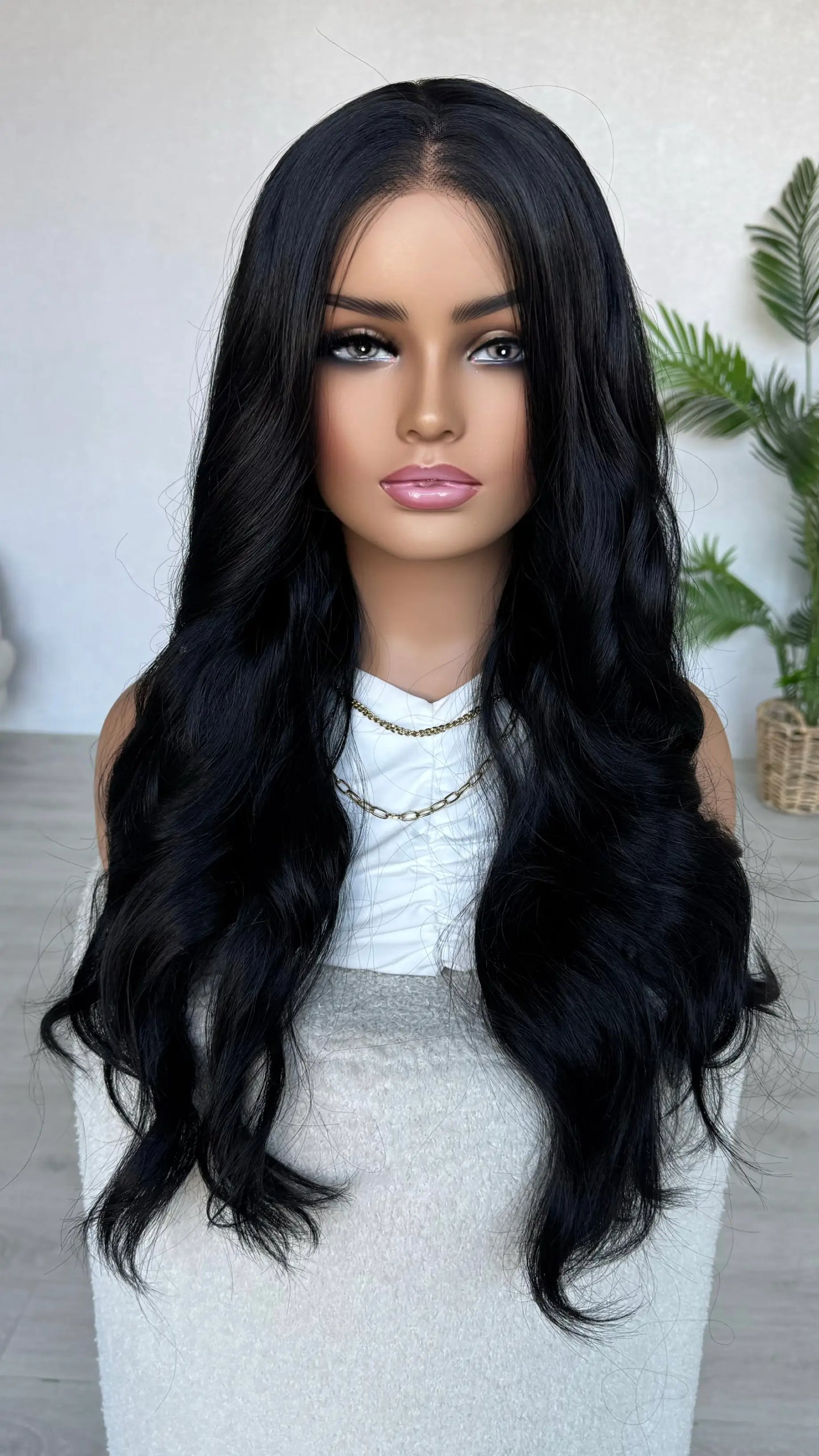 black lacefront curly synthetic wig, middle part heat safe.