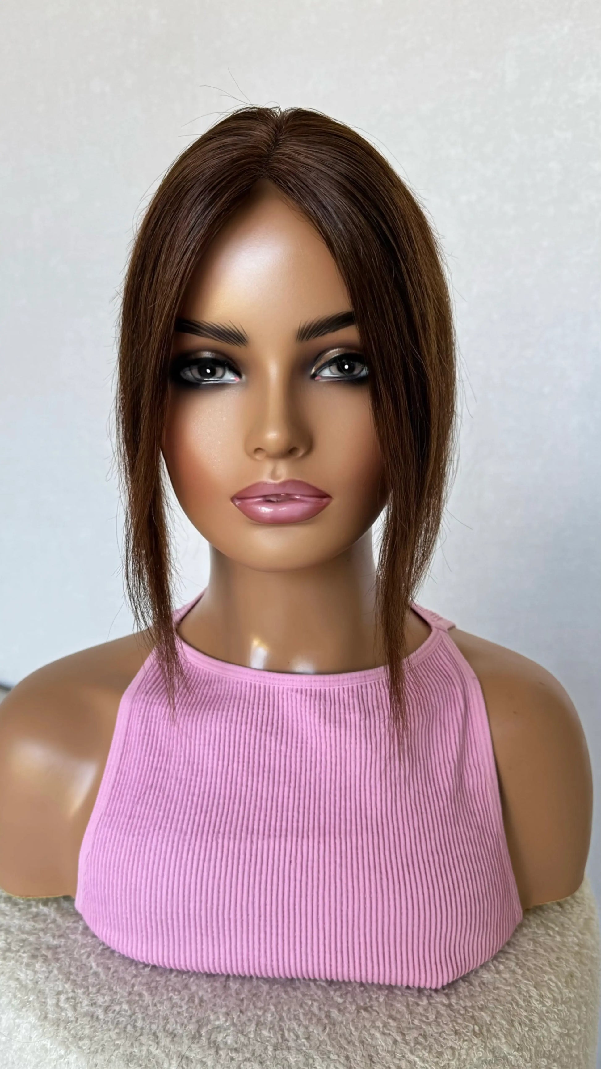 11 inch topper chestnut brunette human hair