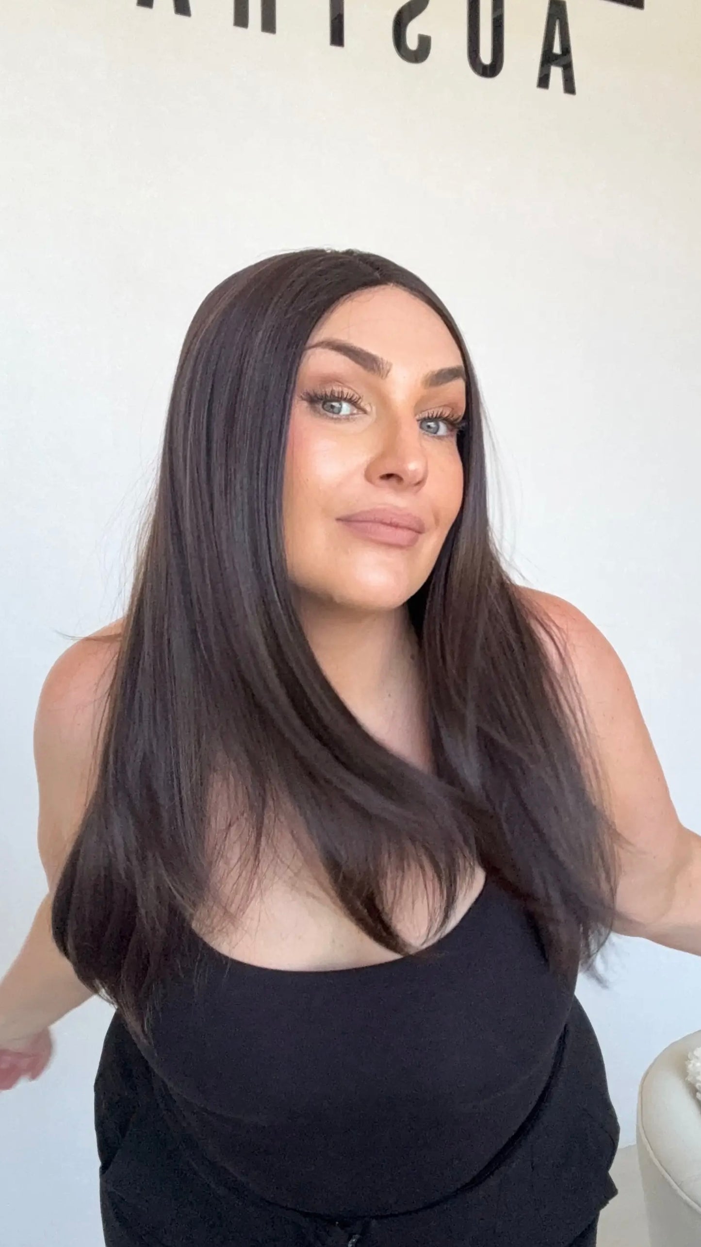 heat safe synthetic hair wig, middle part, dark hair wig, australia gold coast.