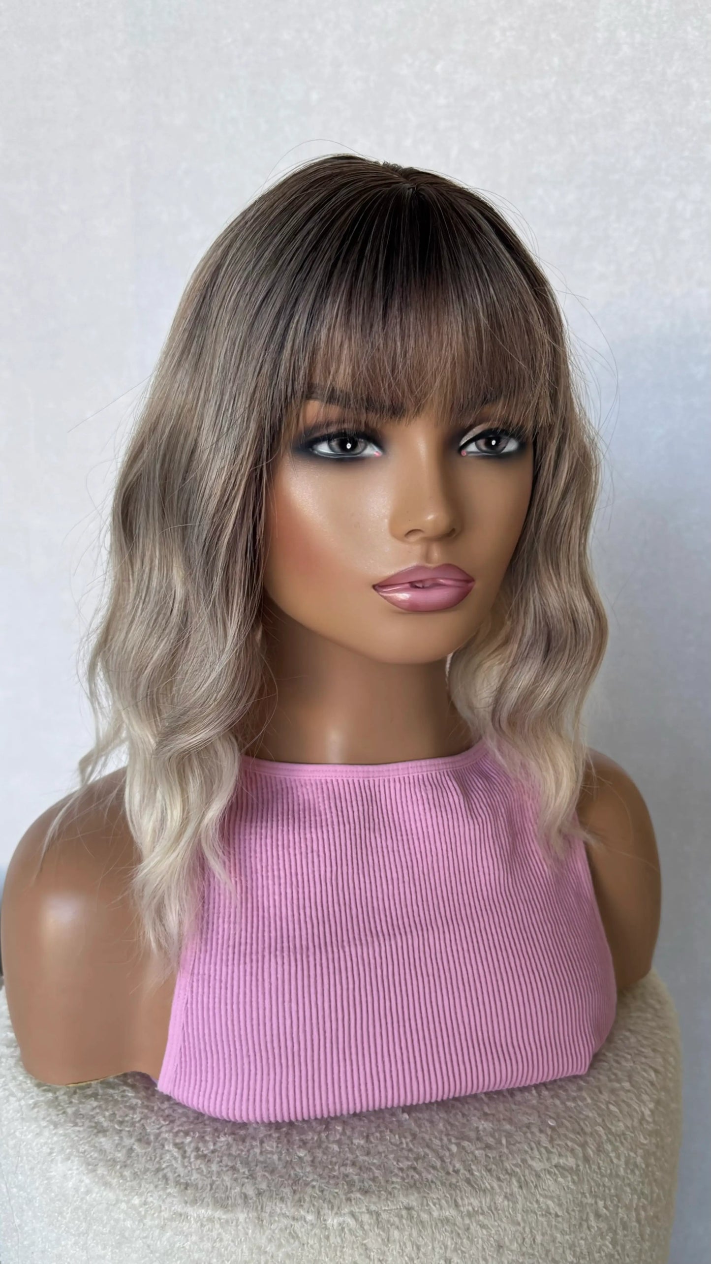 june synthetic dark root, ombre wig synthetic australia, glueless wig, heat safe synthetics.