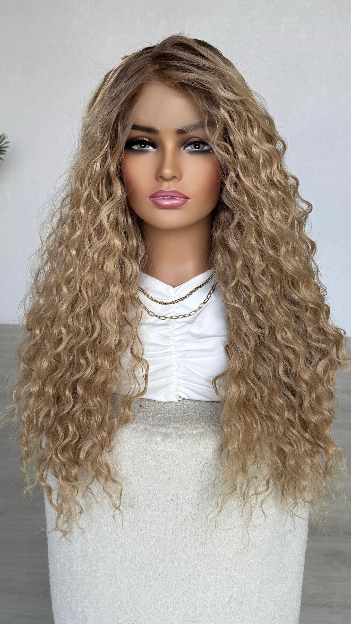 left side part, long curly lacefront wig, australia wigs.