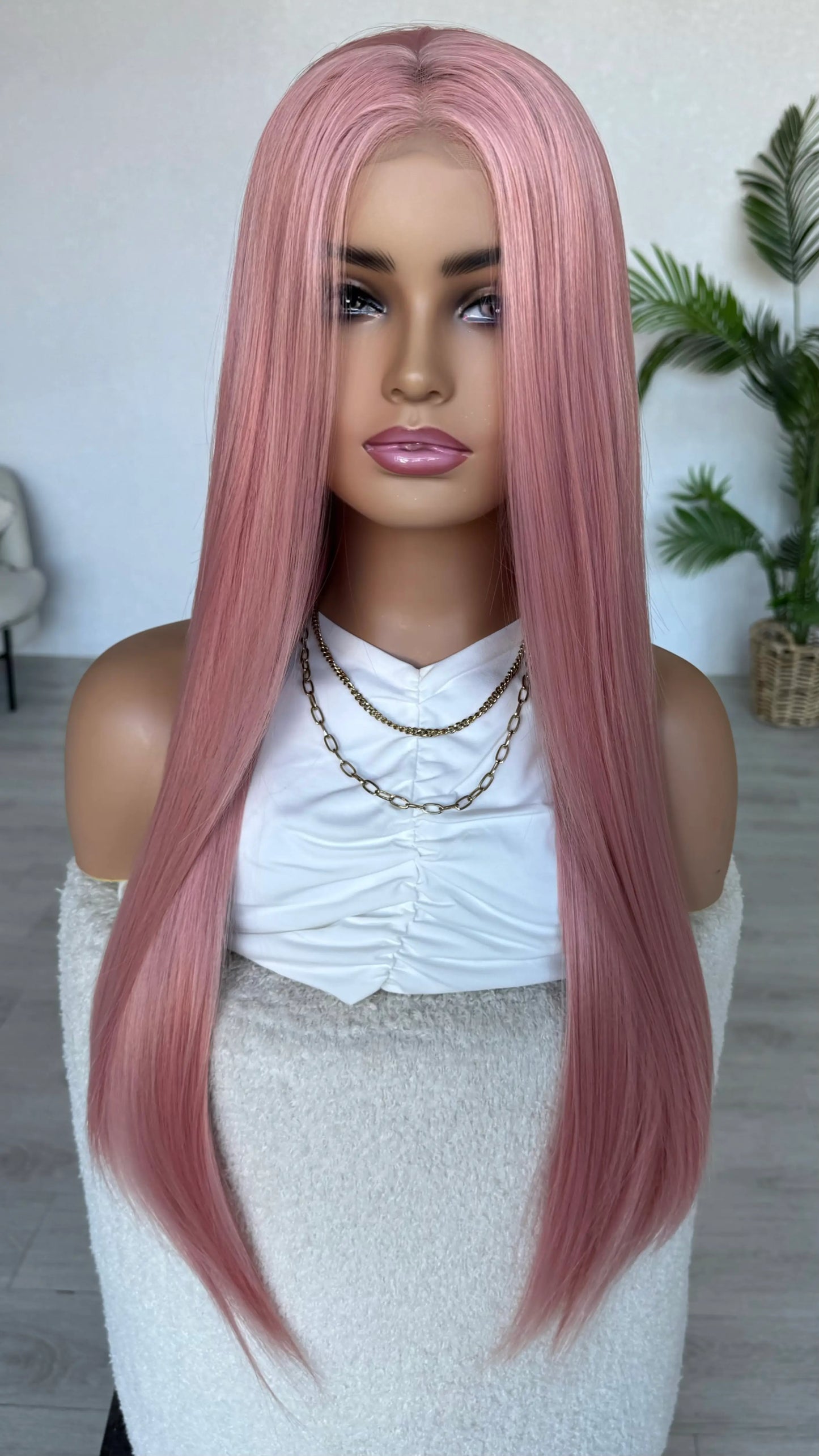 long pink hair lacefront, glueless wig australia.