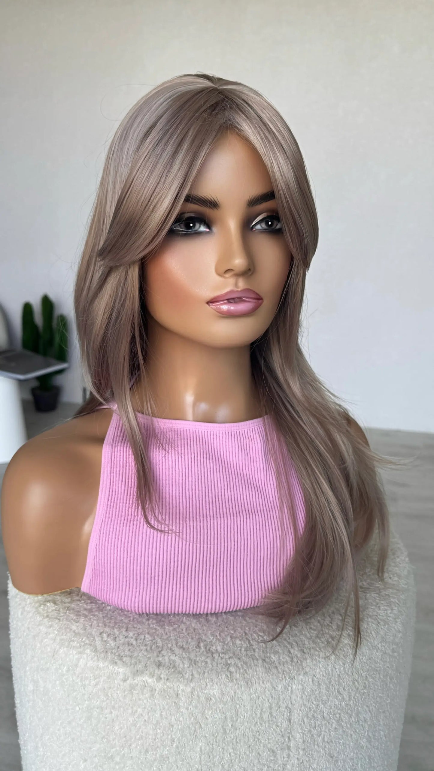 heat safe synthetic wig middle part with curtain bangs
