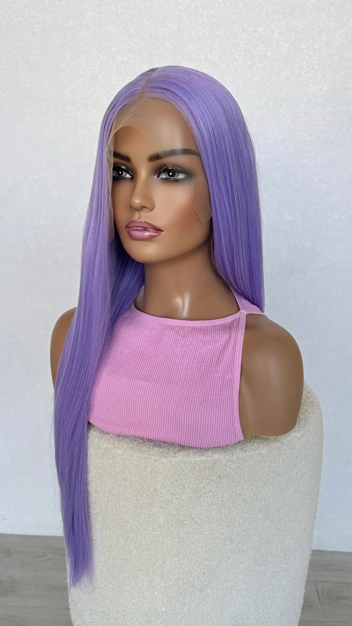 half hair back half forward. long length purple hair, lacefront synthetic glueless wig australia, heat safe hair 26-28 inch length.