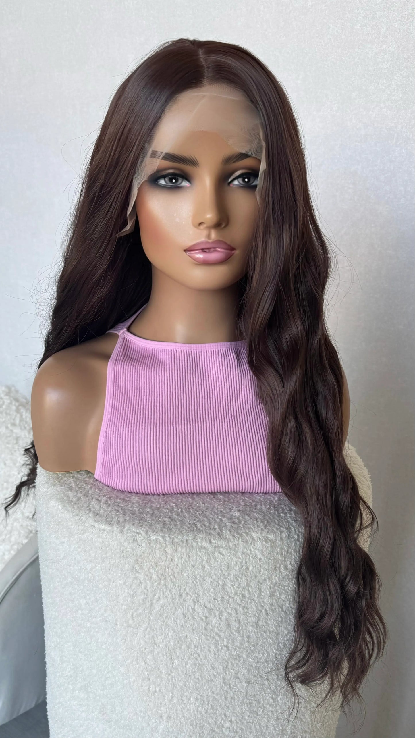 half hair back dark plum lacefront wig, australia, heat safe synthetic