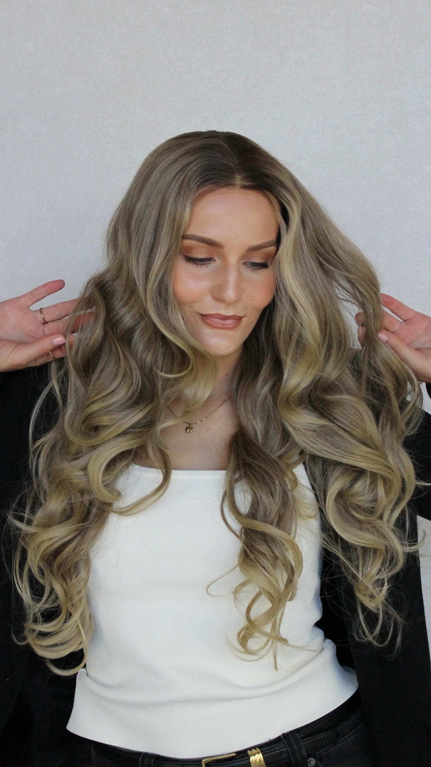 blonde synthetic lacefront witg, long curly hair, glueless, heat safe hair australia wigs.