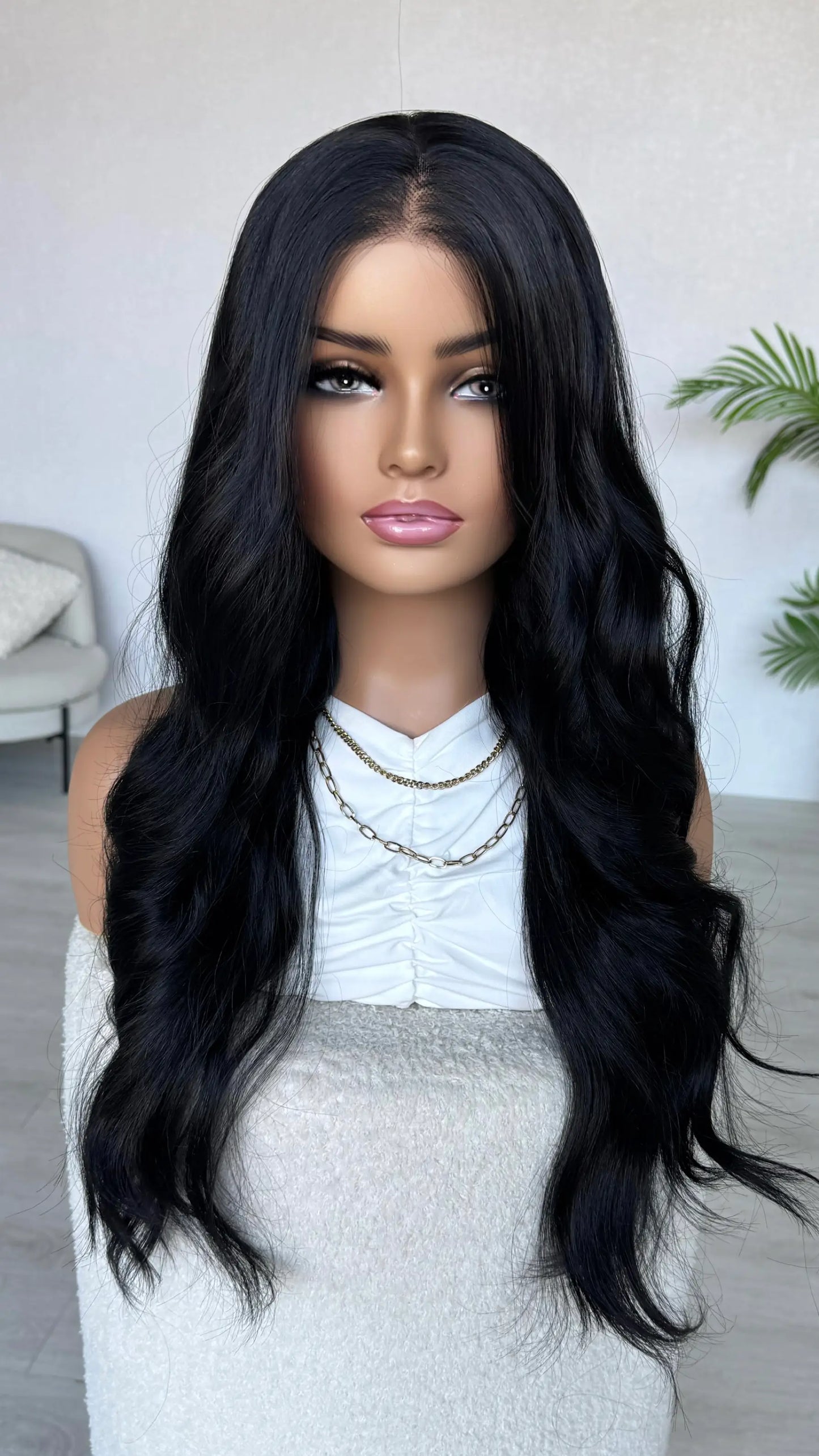black curly lacefront wig, middle length, glueless.