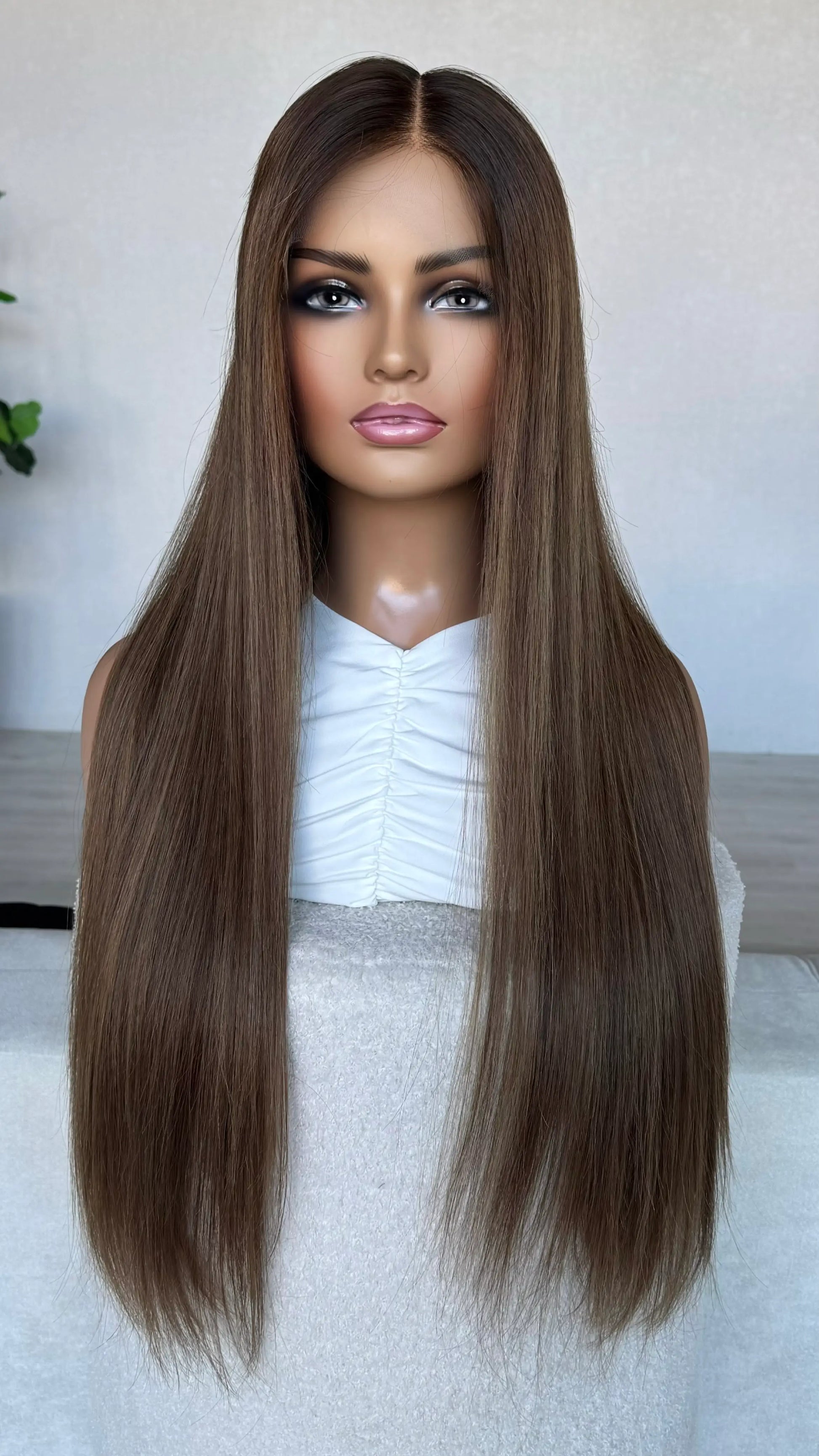 28 inch hair, long straight wig, lacefront human hair