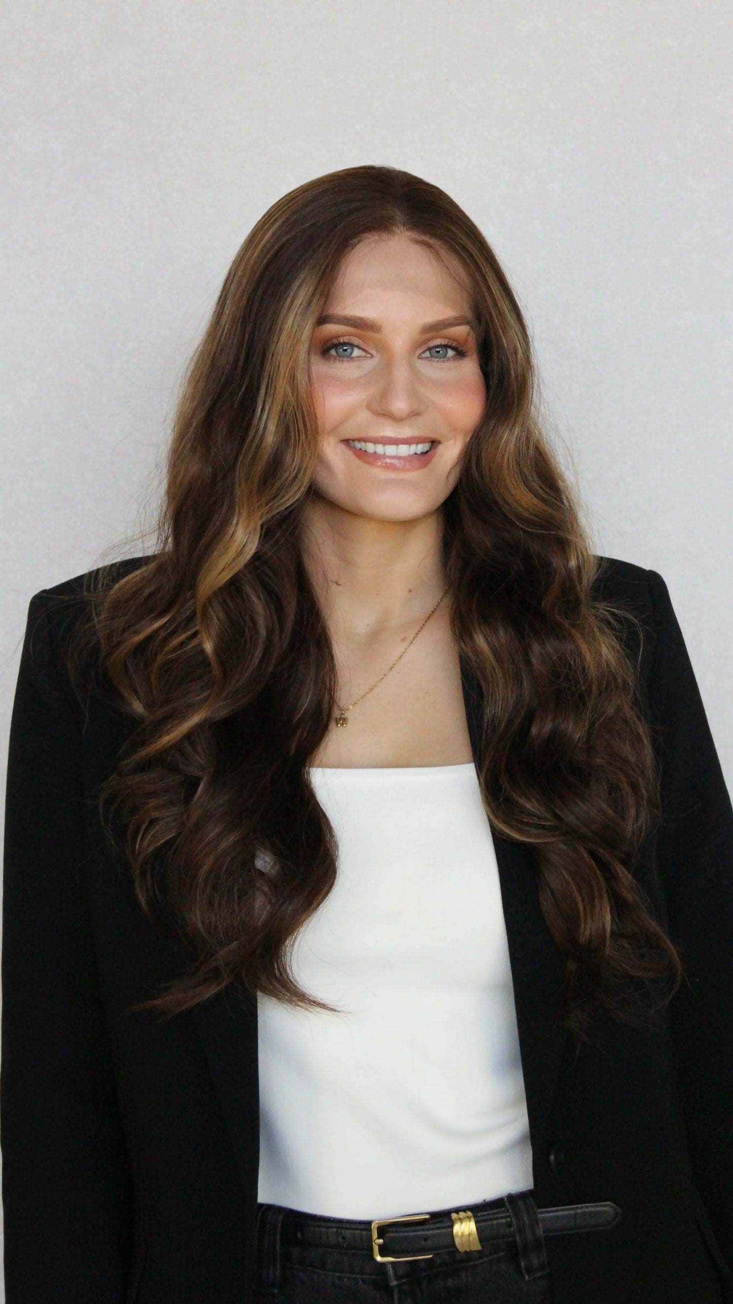 front view ruby synthetic, long curly hair, lacefront wig australia, heat safe synthetic hair.