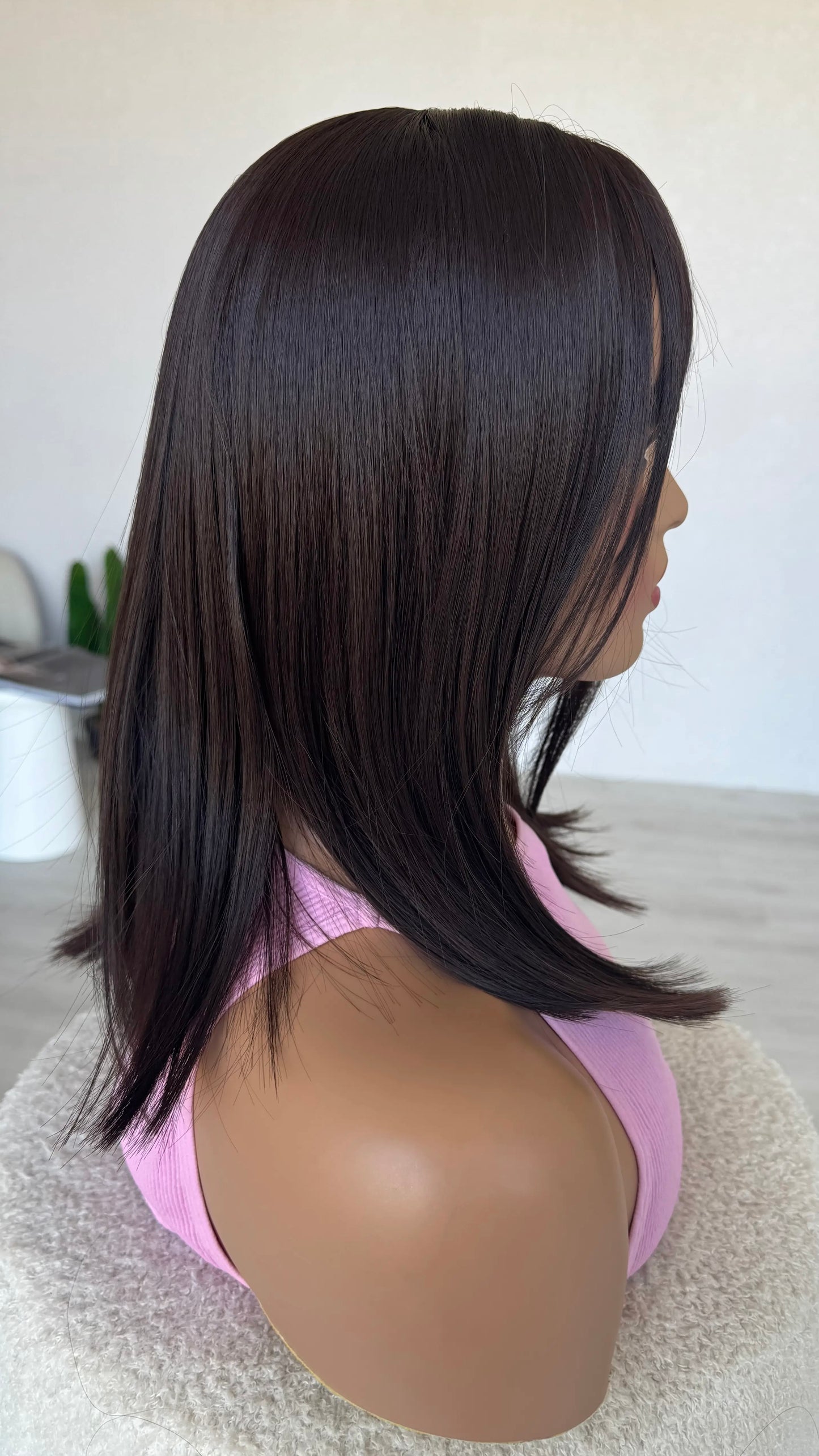 side view morning mocha wig