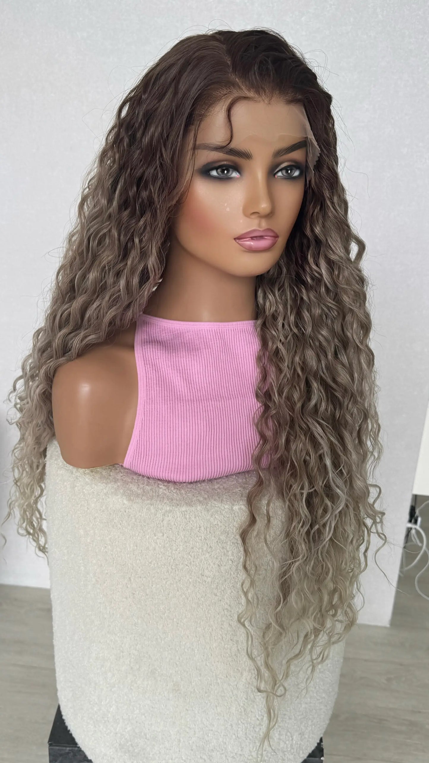 ombre ash wig lacefront curly synthetic australia.