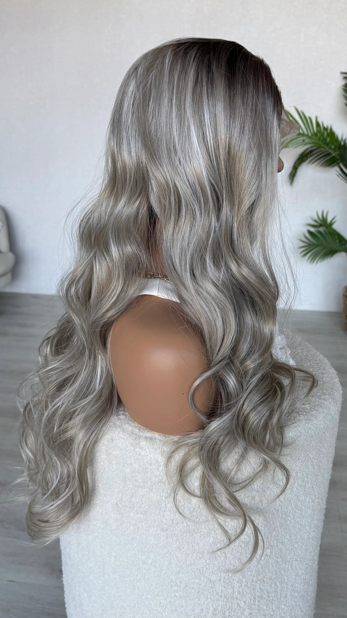 heat safe synthetic wig, side view long hair australia.