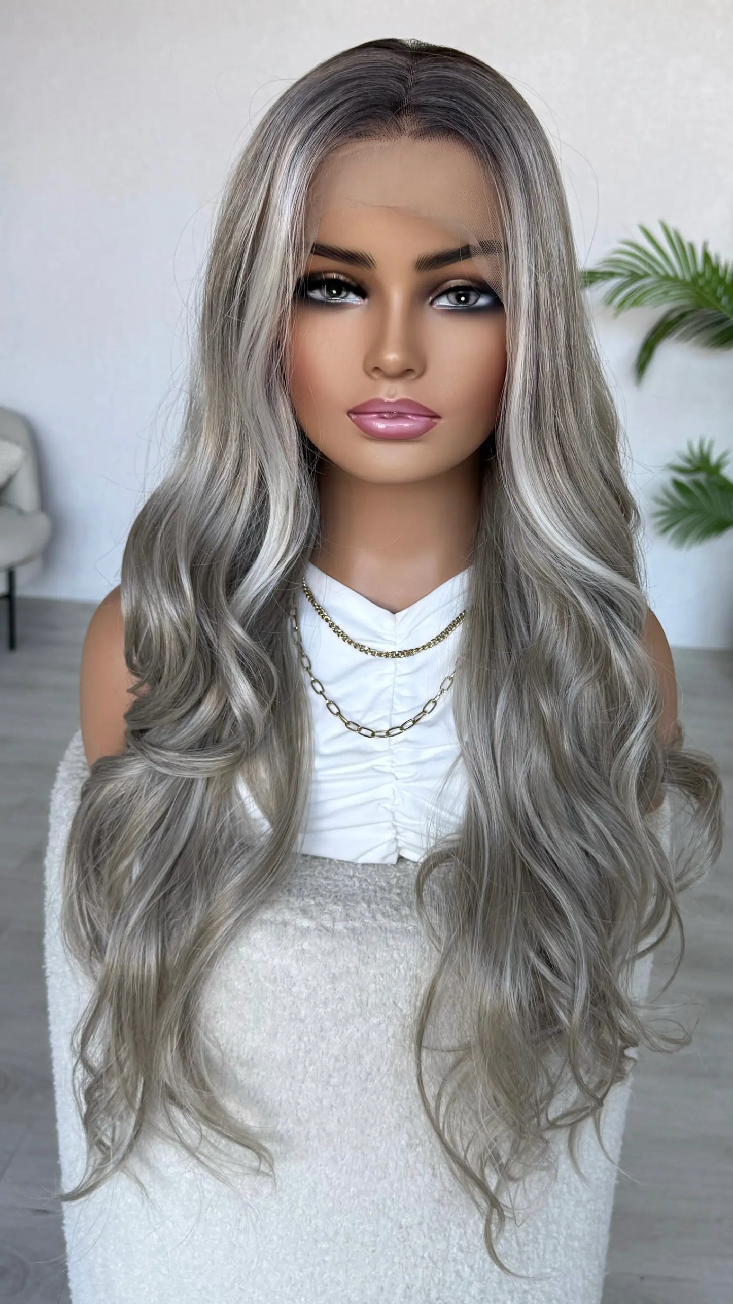 silver blonde long lacefront wig australia.