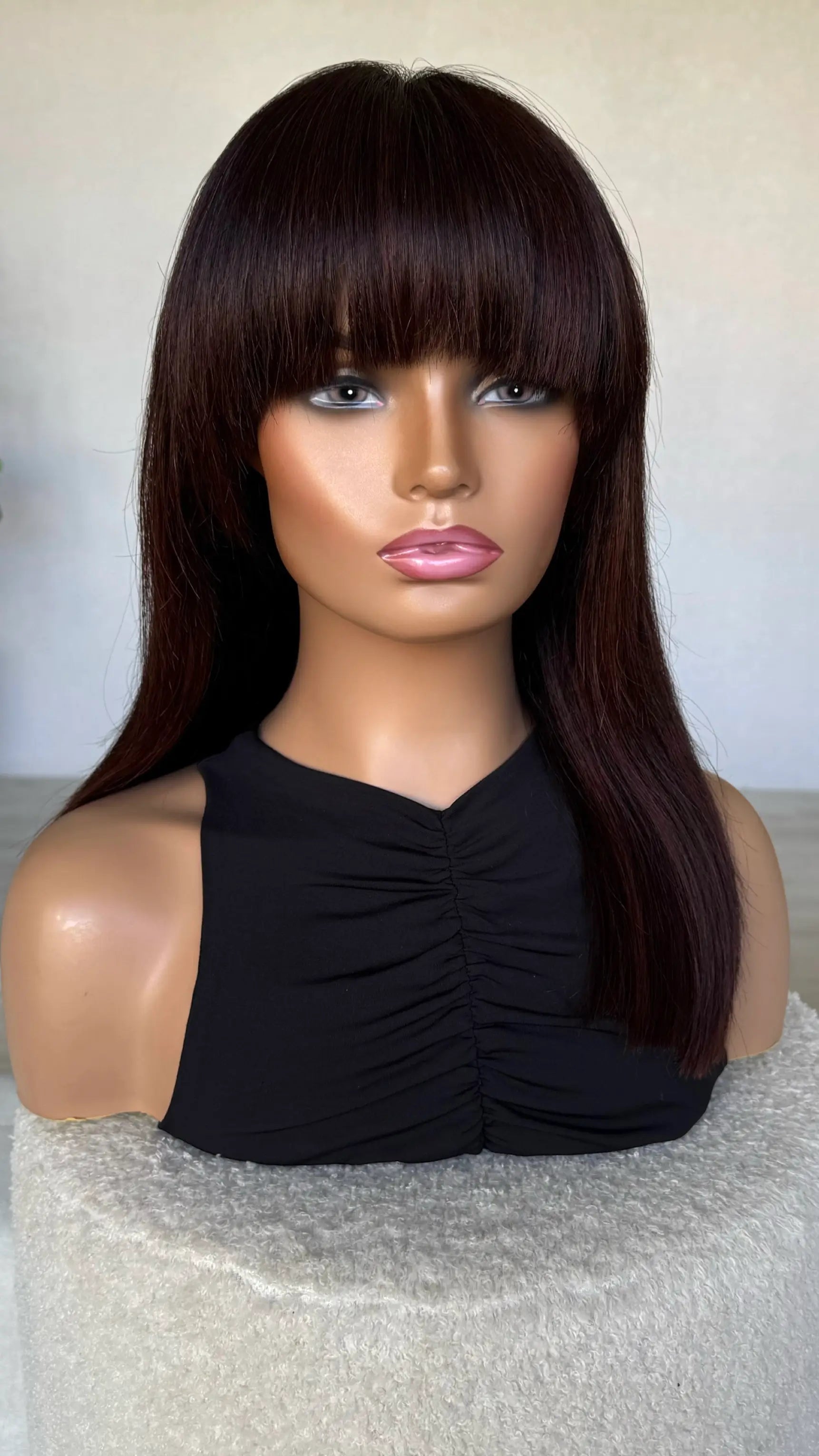 brazilian Remy Hair, thick fringe wig, natural hair. lacefront wig.