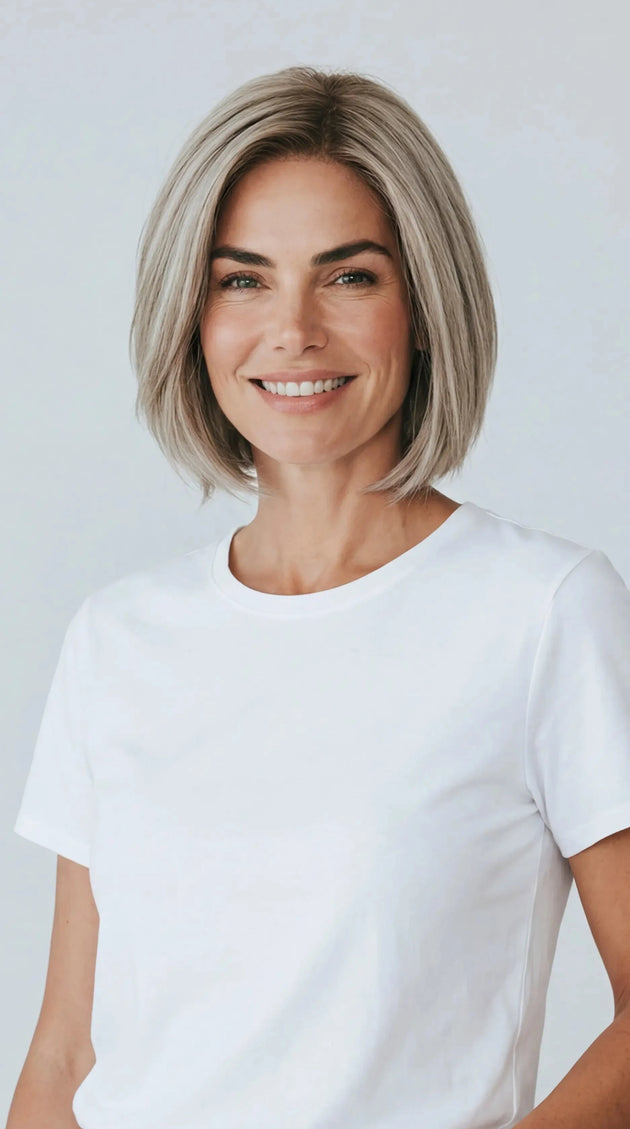 medical grade realistic human hair blonde bob wig for women with hairloss and alopecia.