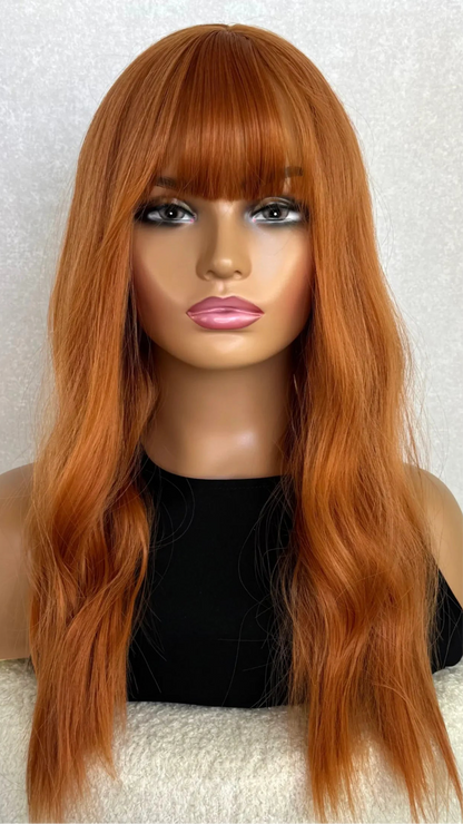 Bright Auburn Fringe Synthetic Wig – Ginger Spice