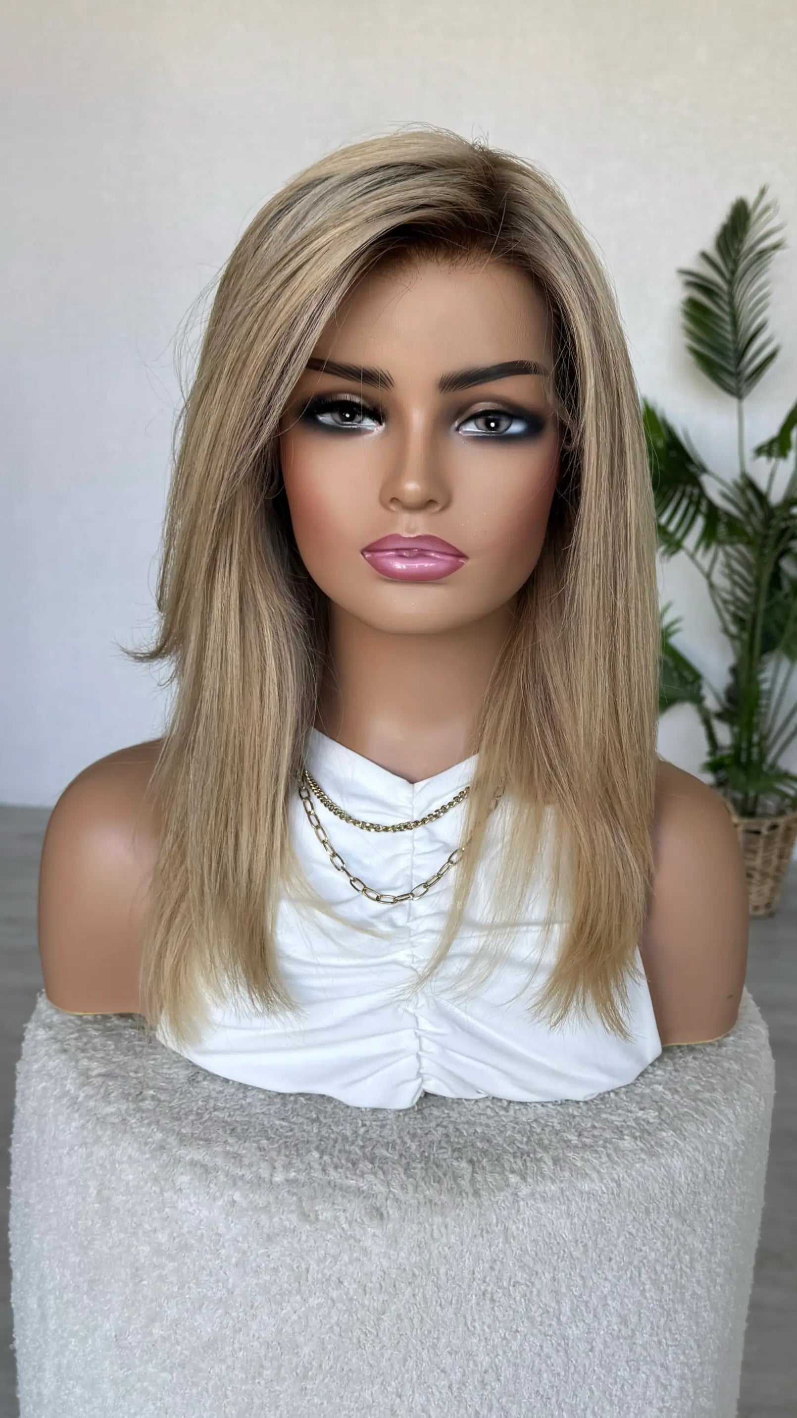Human hair lacefront wig, glueless blonde, spring colour. natural wig australia.