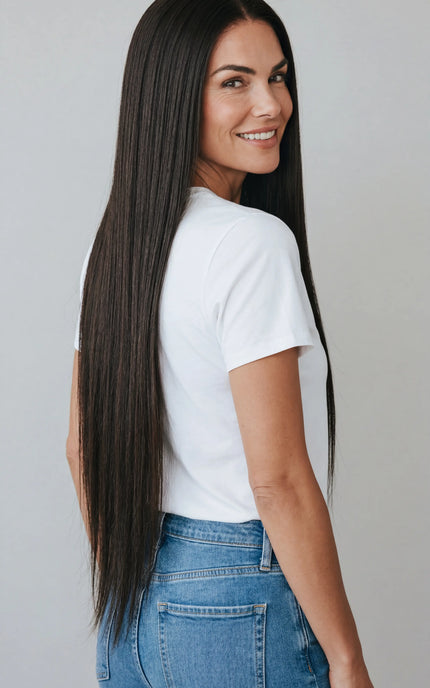 #1 lace wigs australia, dark brown straight hair, long length wig.
