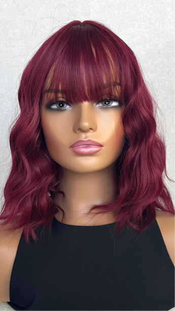 Deep Red Wavy Fringe Synthetic – Valentine