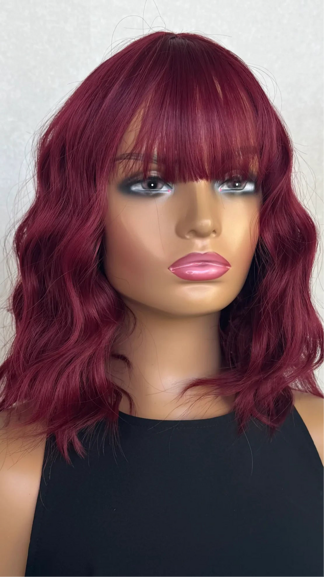 Deep Red Wavy Fringe Synthetic – Valentine